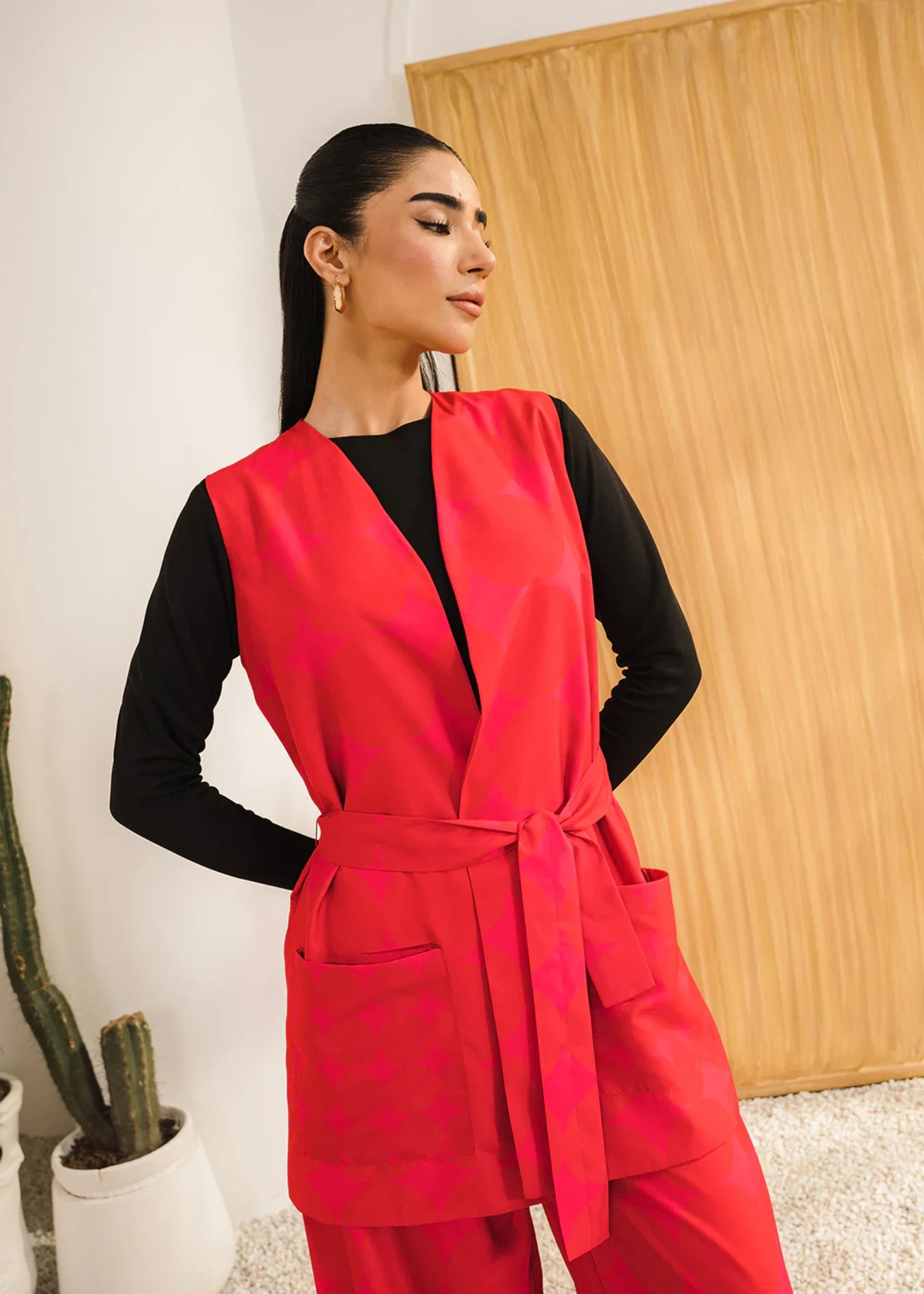 crepe Jacket in Red
