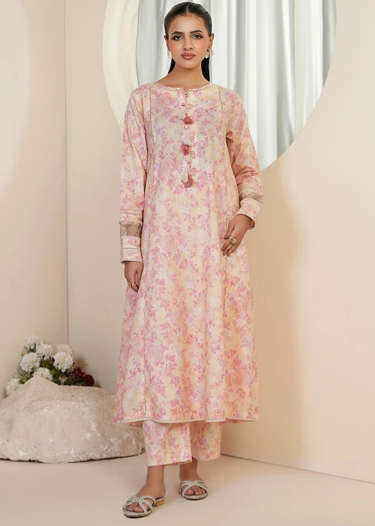 cambric Co Ord Sets in Pink, light yellow