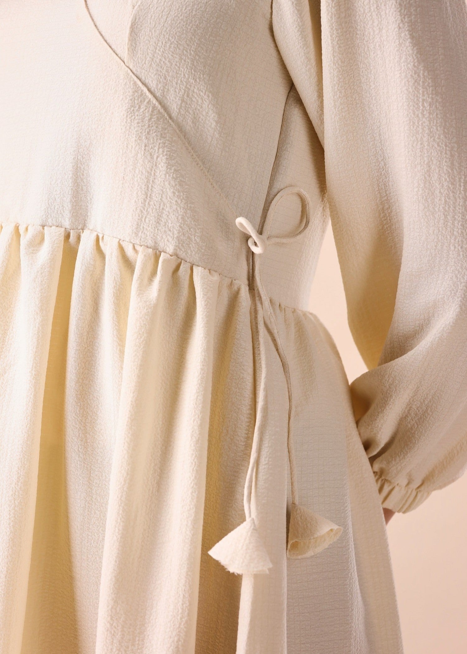 crinkle Dress in Beige