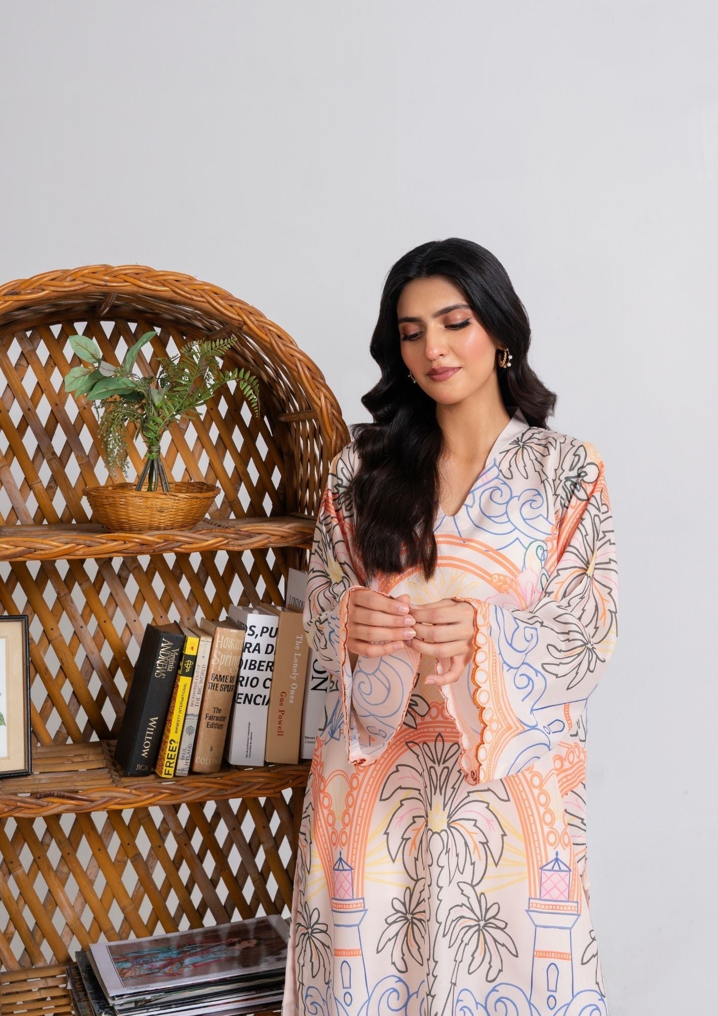 swiss cotton Kurta Set in Beige