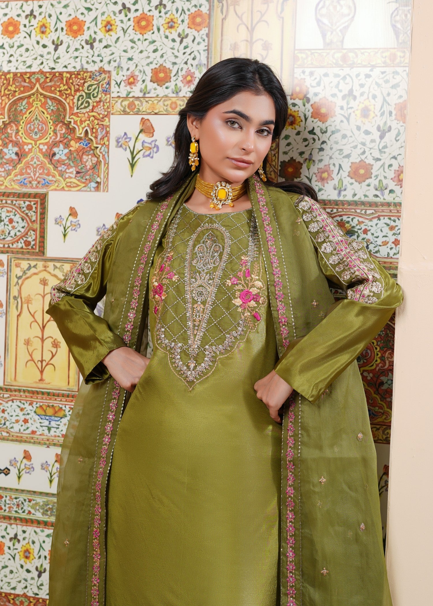 silk Lehenga in Green