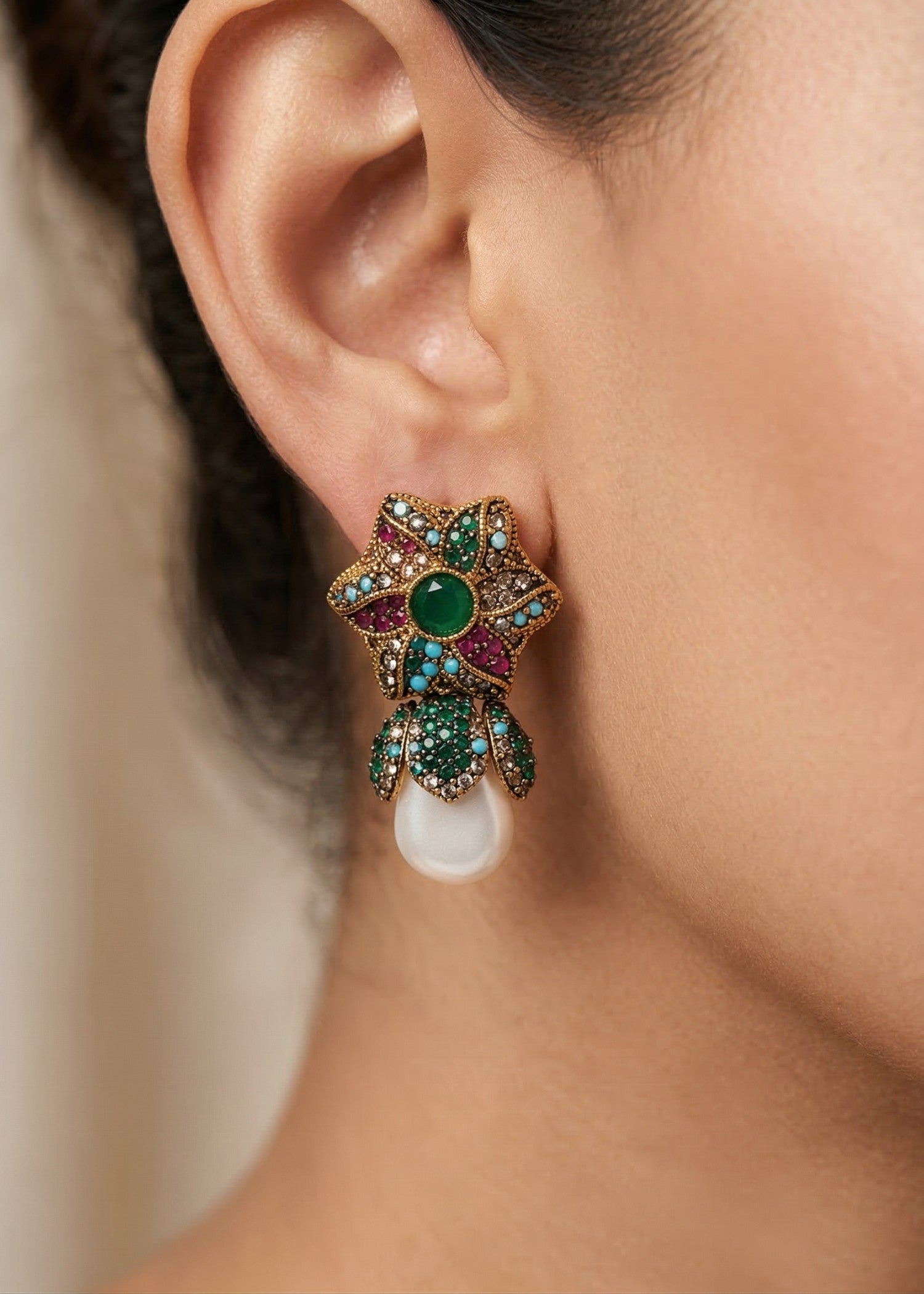 Earrings in Green, multi Color by - Trendy Women Earrings UGC3586