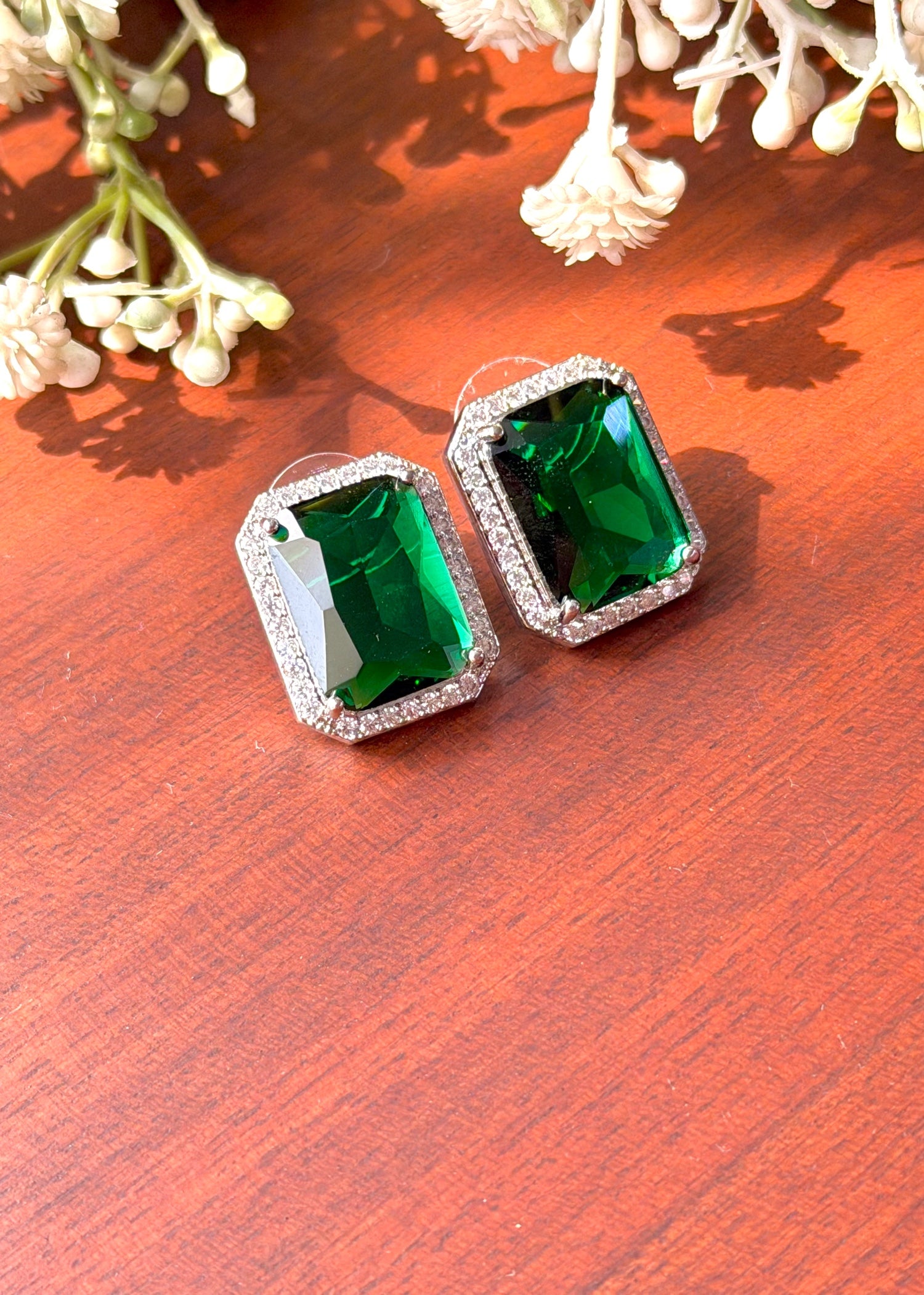 Studs in Emerald green Color by - Trendy Women Studs JUR6883