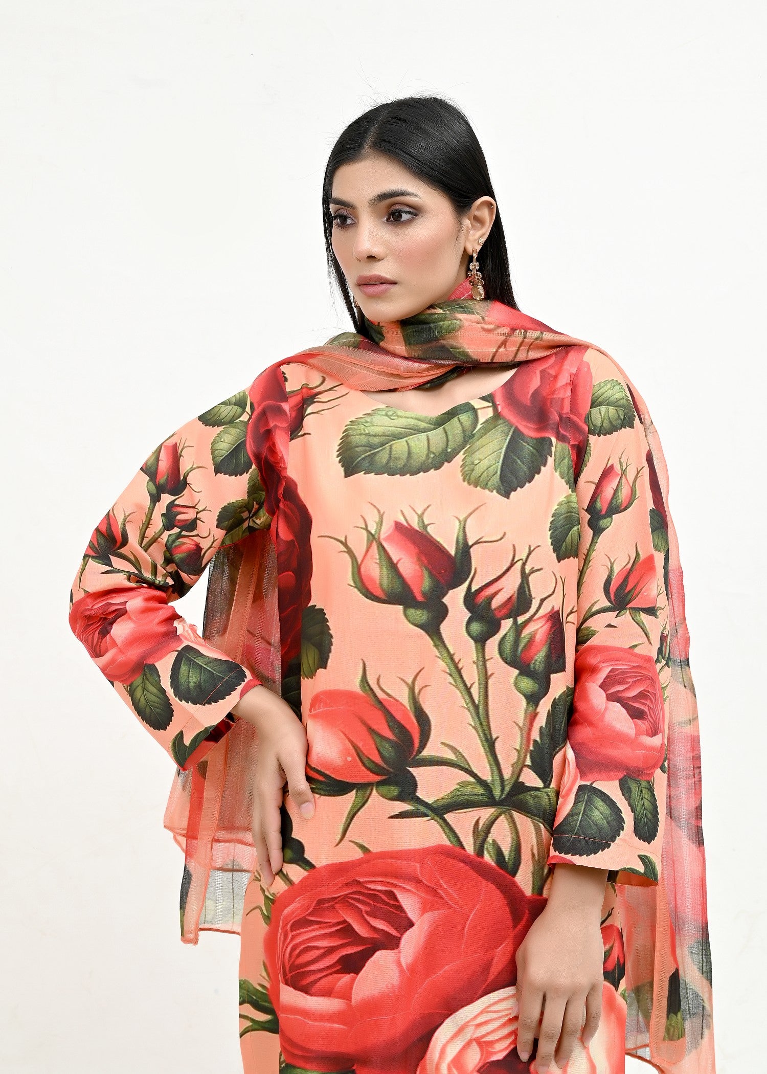 pk raw silk Kurta Set in Carrot orange