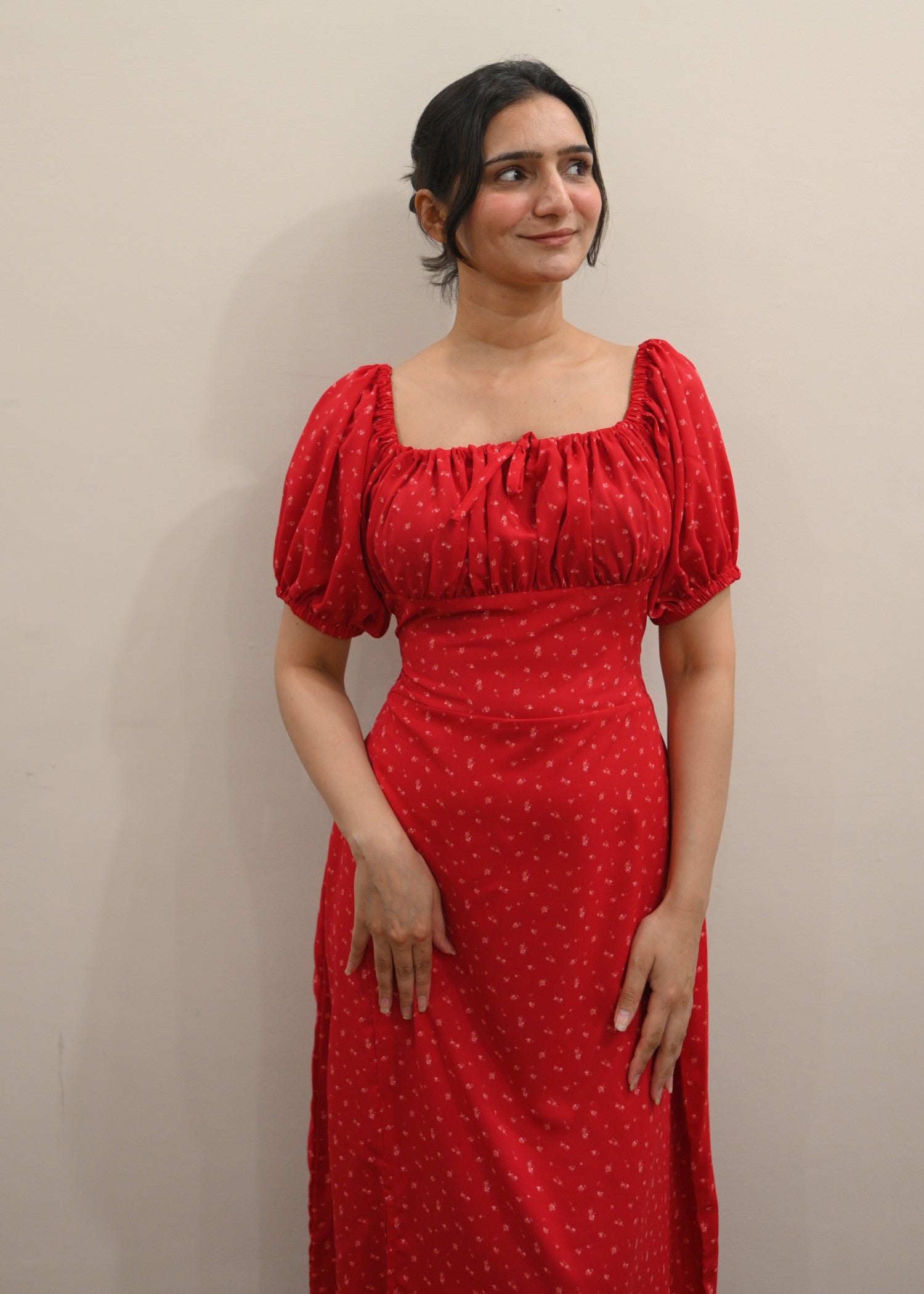 grip Dress in Ruby red