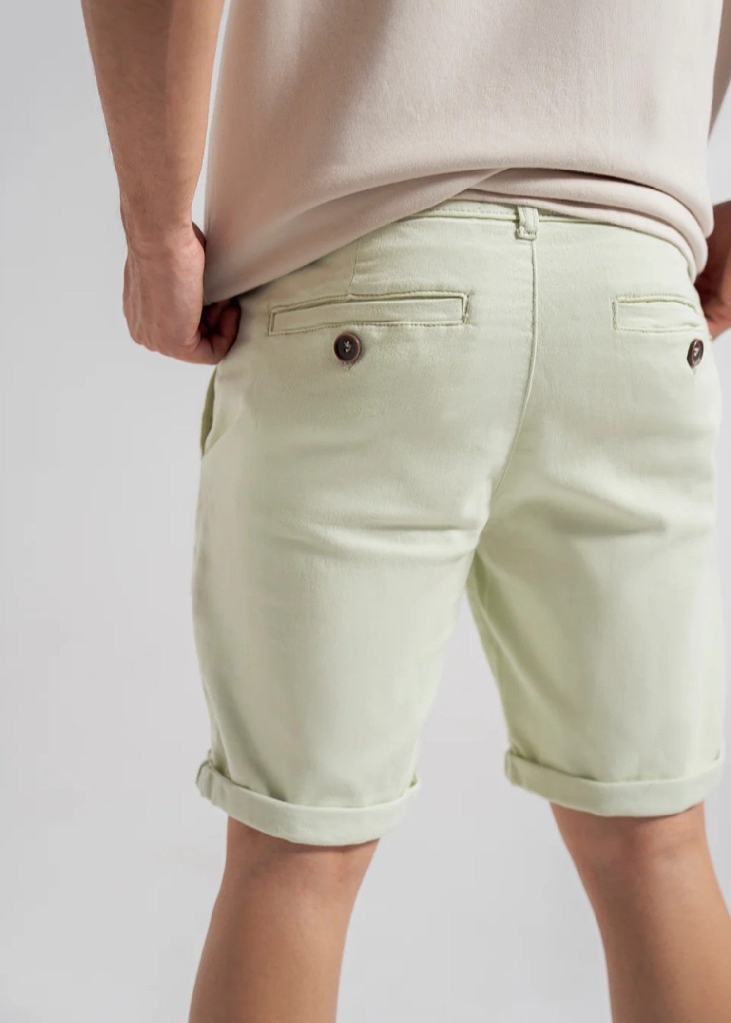 twill cotton Shorts in Mint green