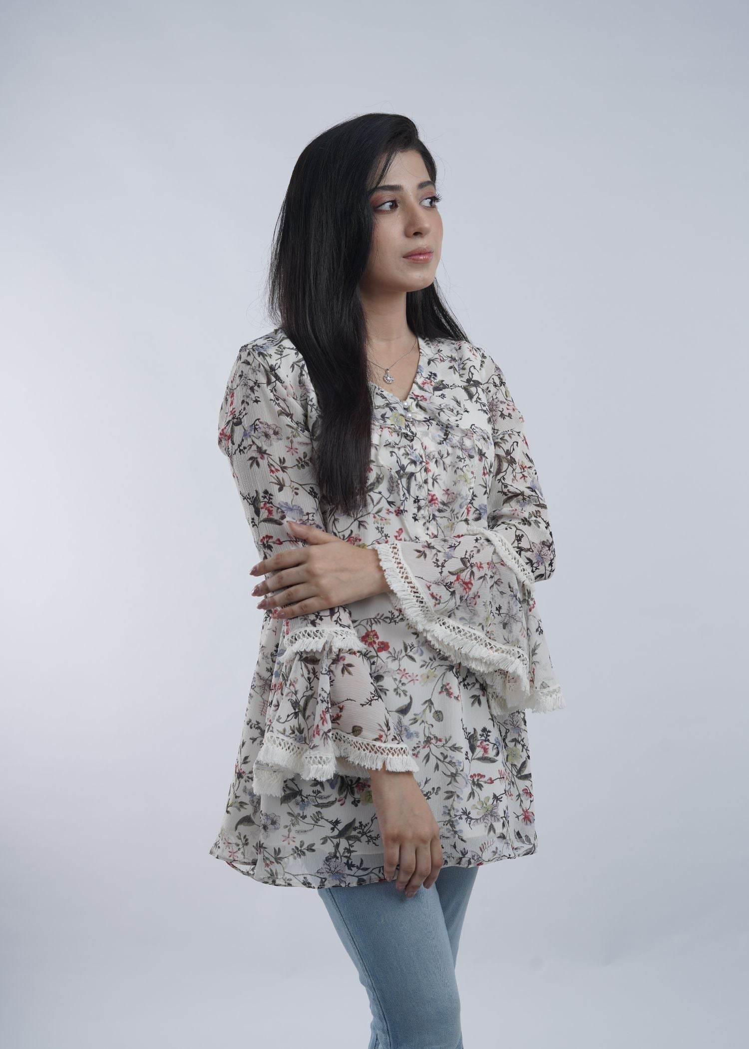 chiffon Tunic in Off-white