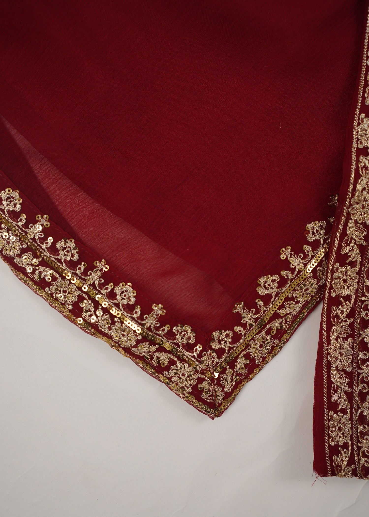 chiffon Kurta Set in Deep carmine