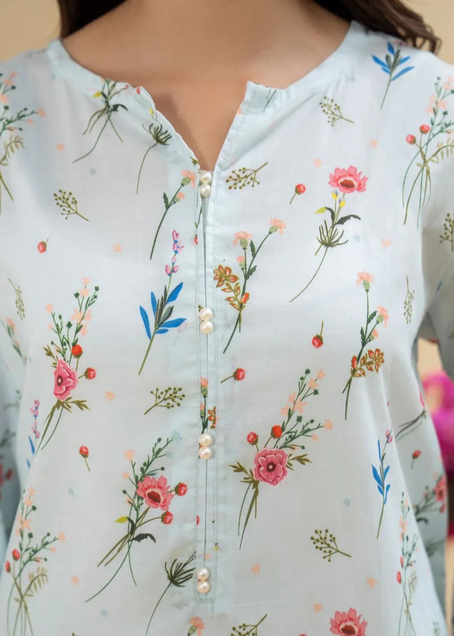 lawn Kurta Set in Light cyan