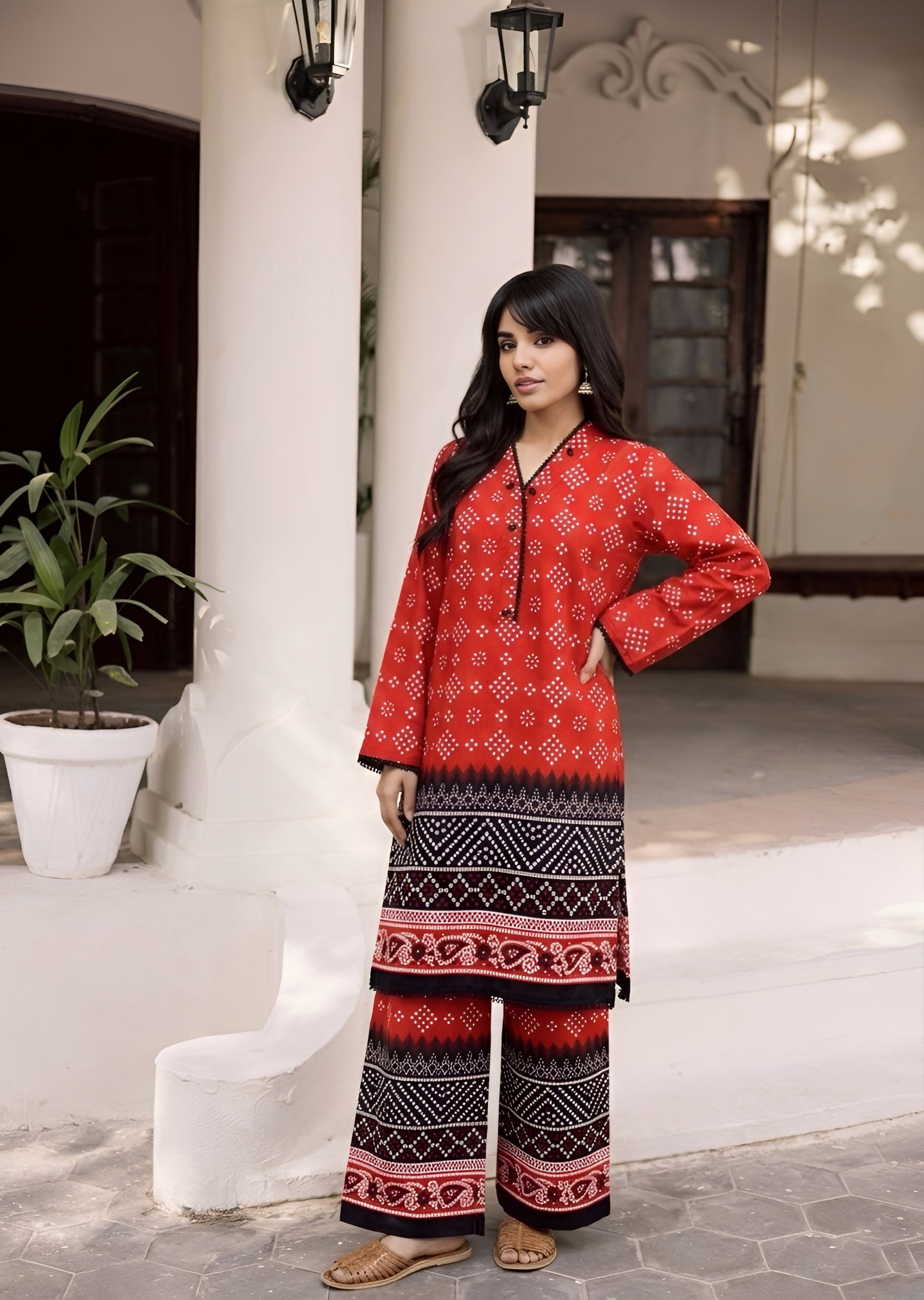 cambric Co Ord Sets in Crimson