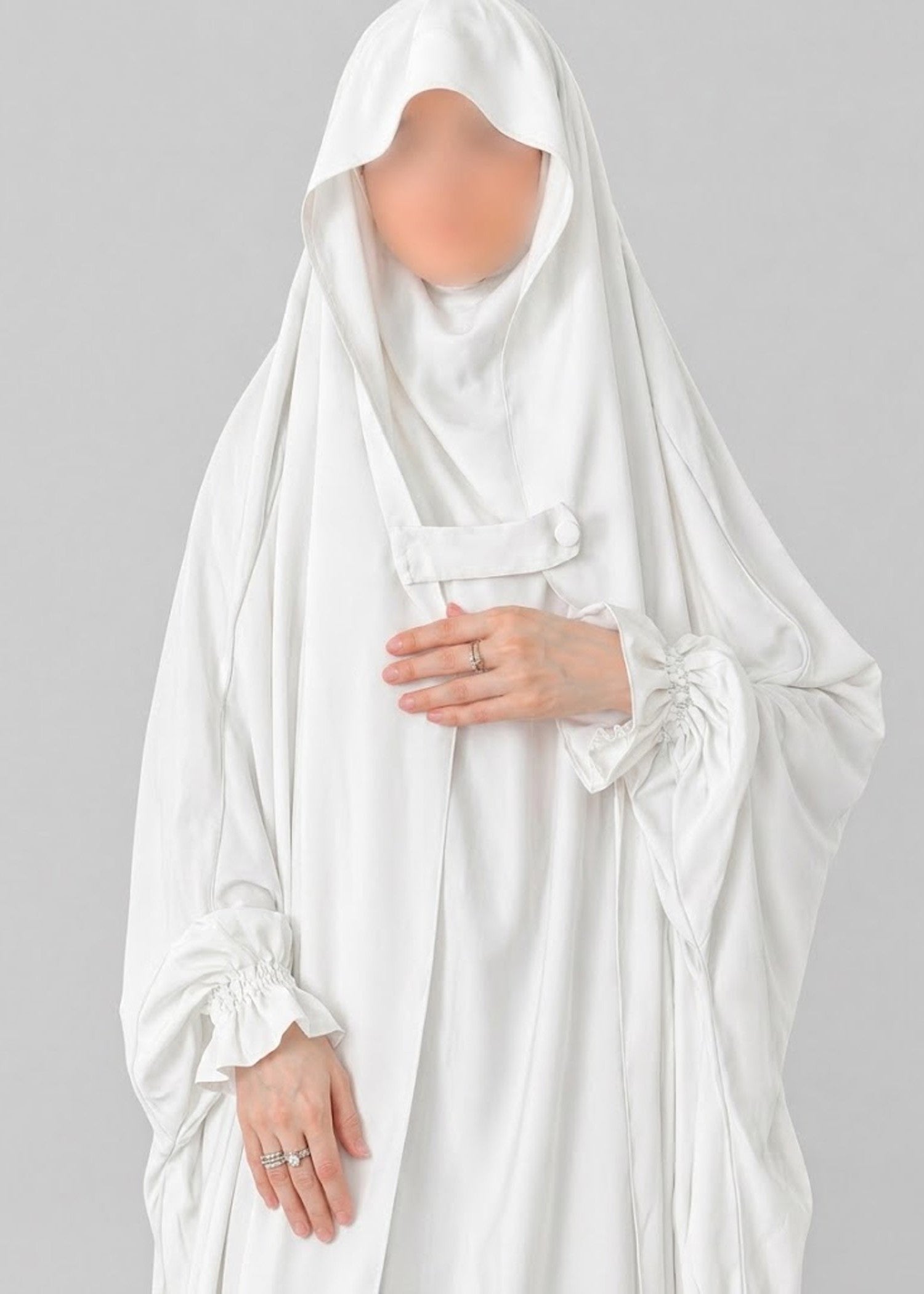 interlock knit Jilbab in White