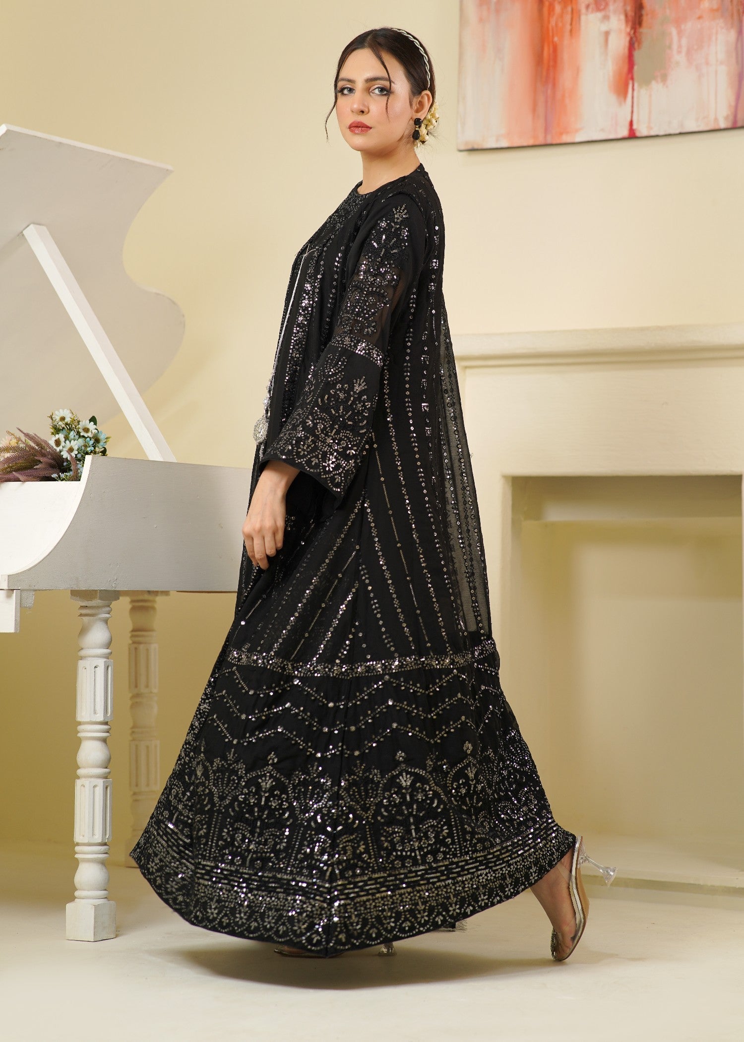 chiffon Gown in Black