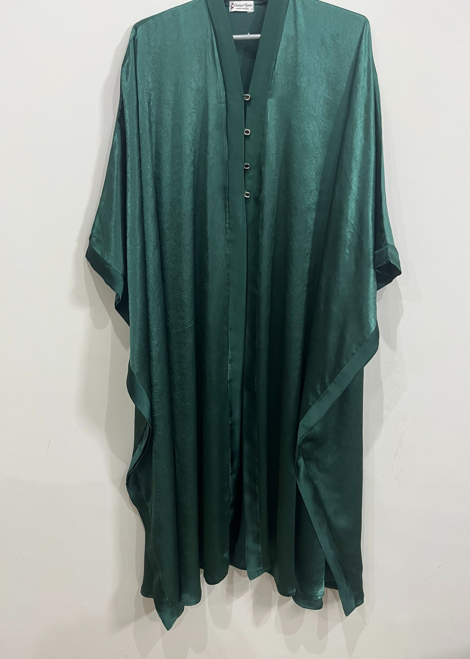 poly silk Abaya in Bottle green