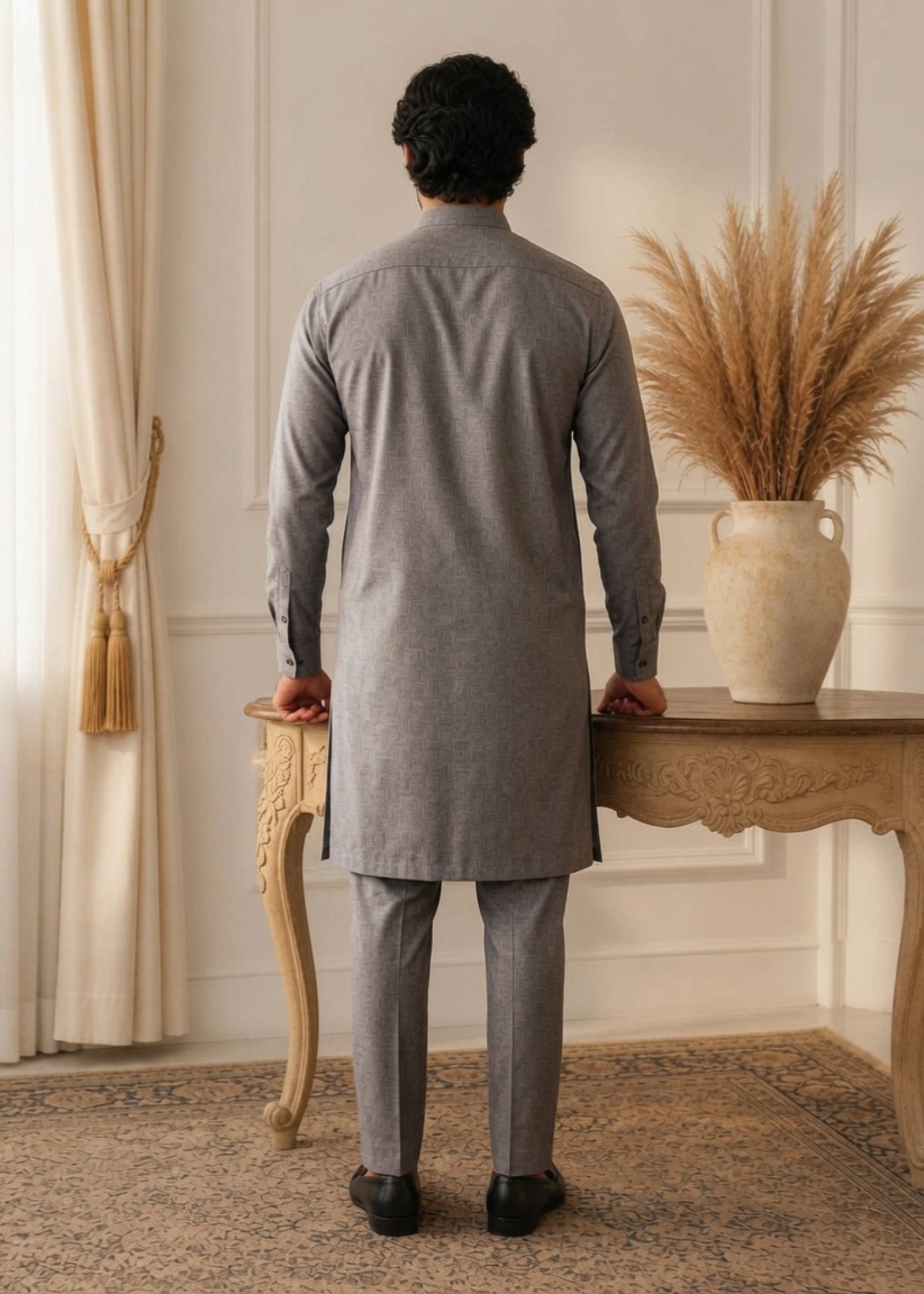 wash & wear Kurta Set in Grey