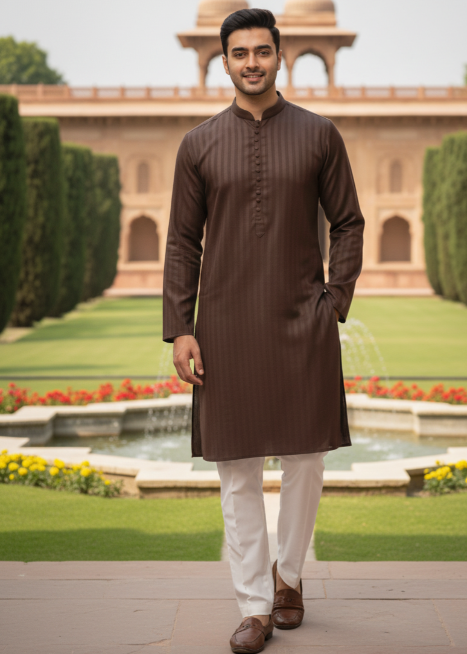 cotton Kurta in Chocolate brown by J Pardesi