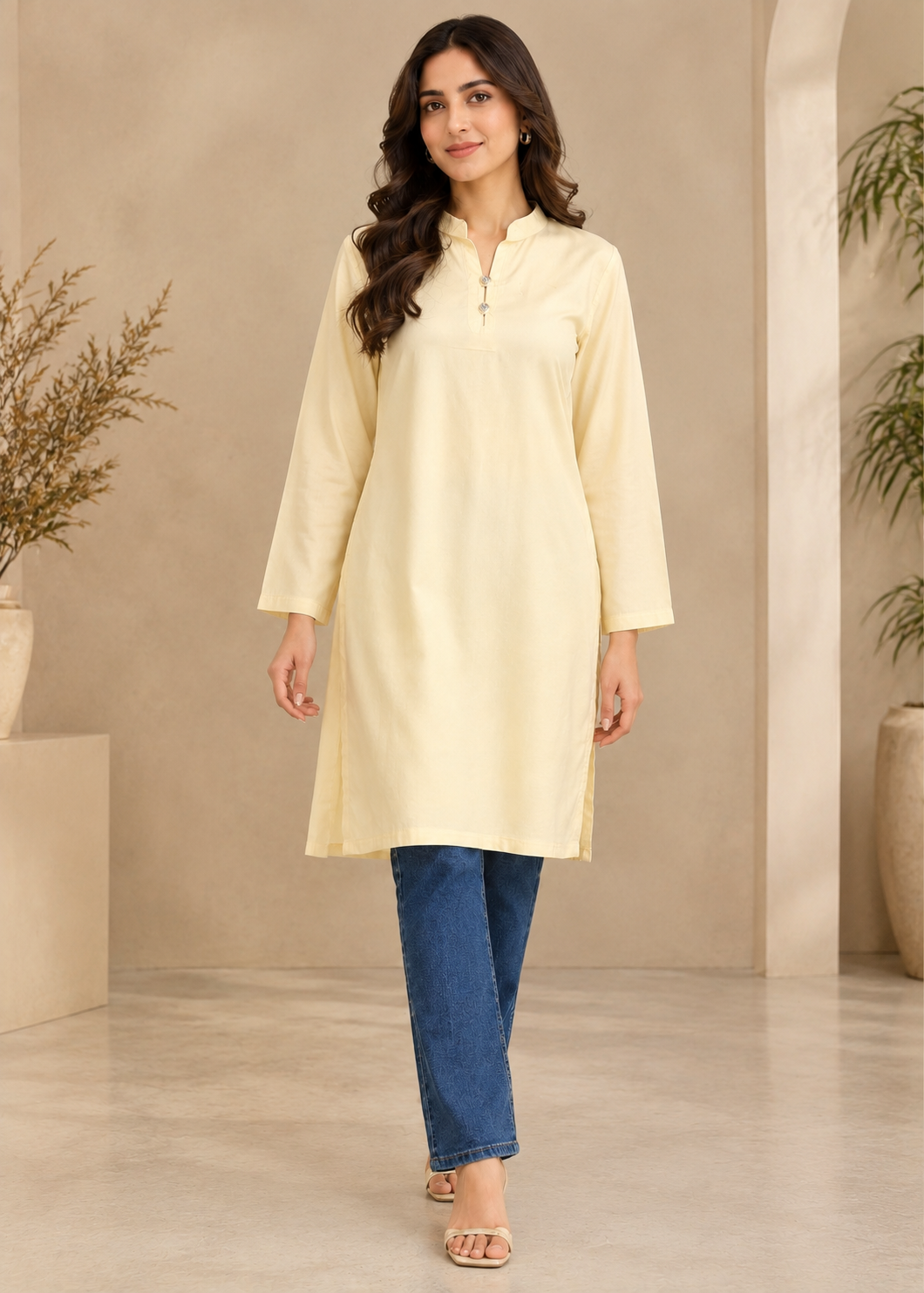 lawn Kurti in Cream