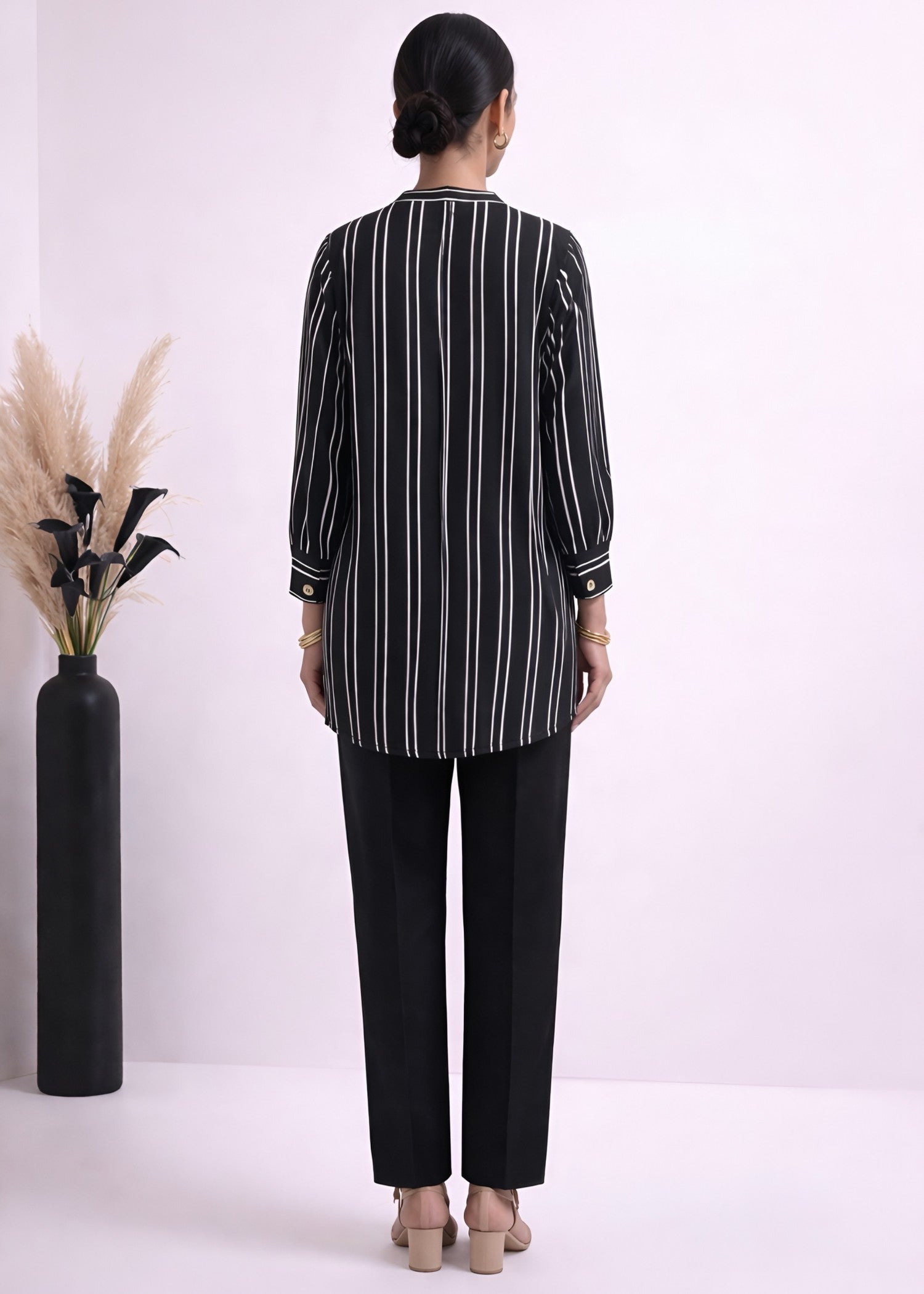 georgette silk Top in Charcoal black
