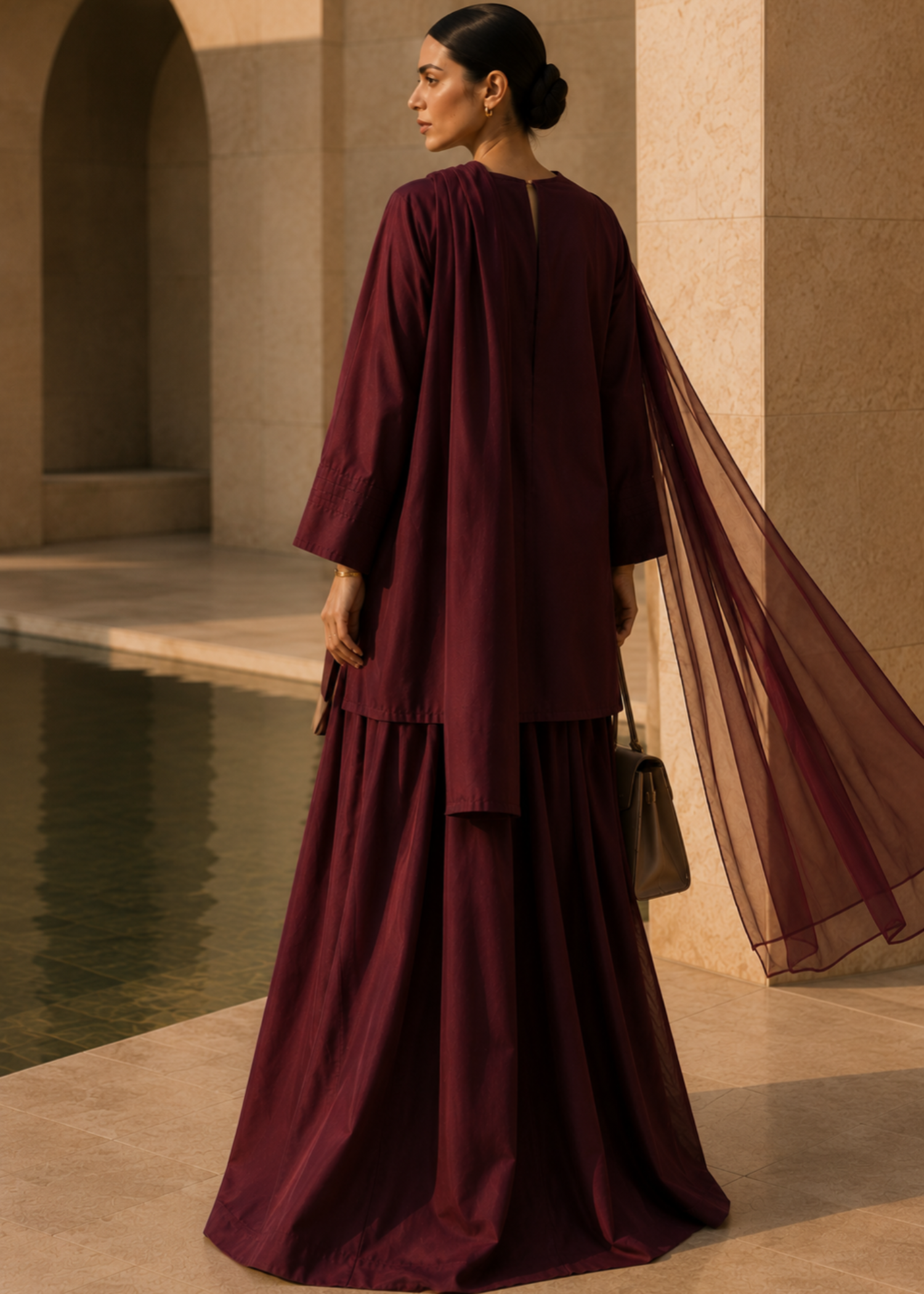 pure cotton Kurta Set in Burgundy