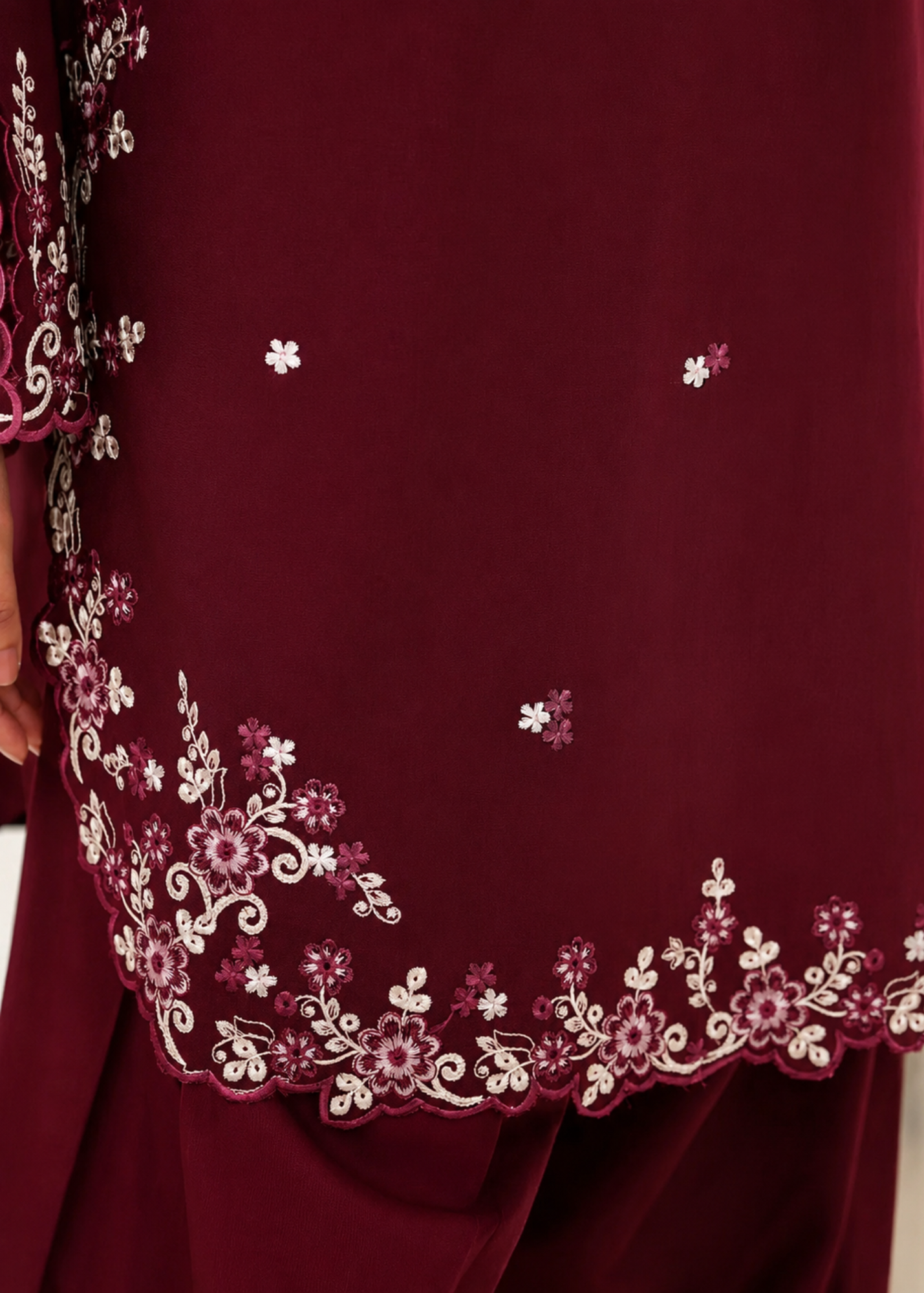 lawn cotton Kurta Set in Maroon