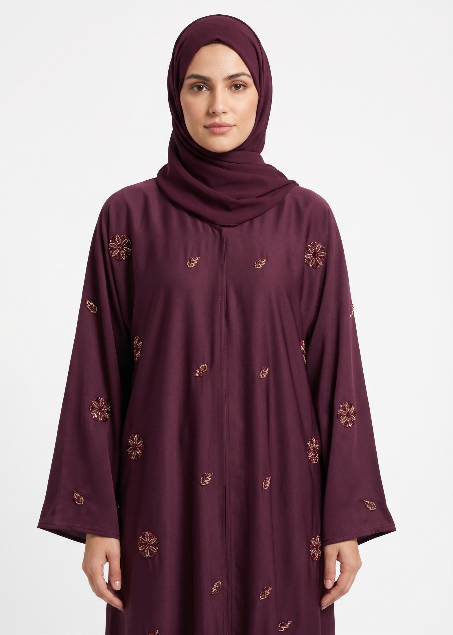 nidha blend Abaya in Burgundy