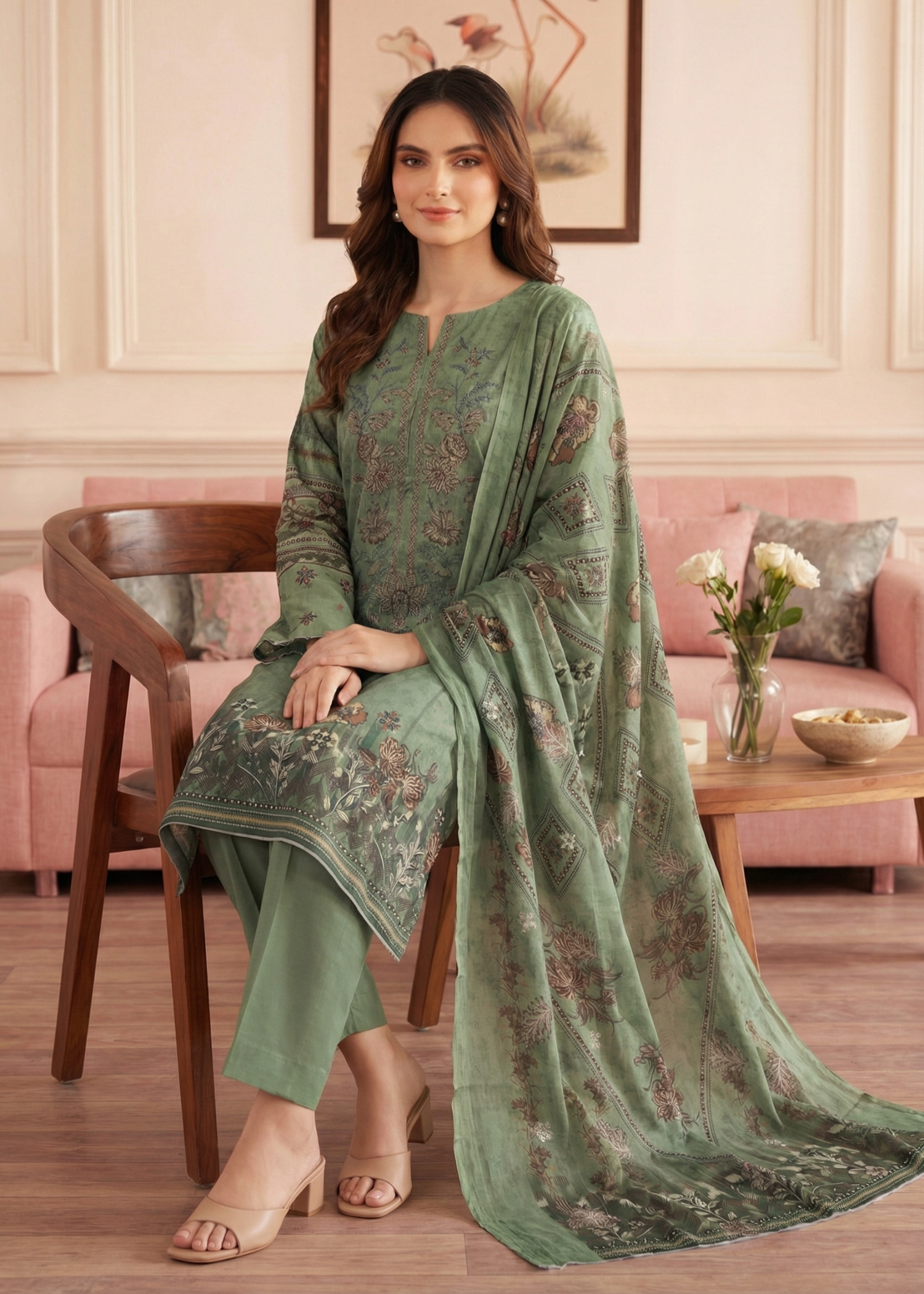 viscose Unstitched in Forest green