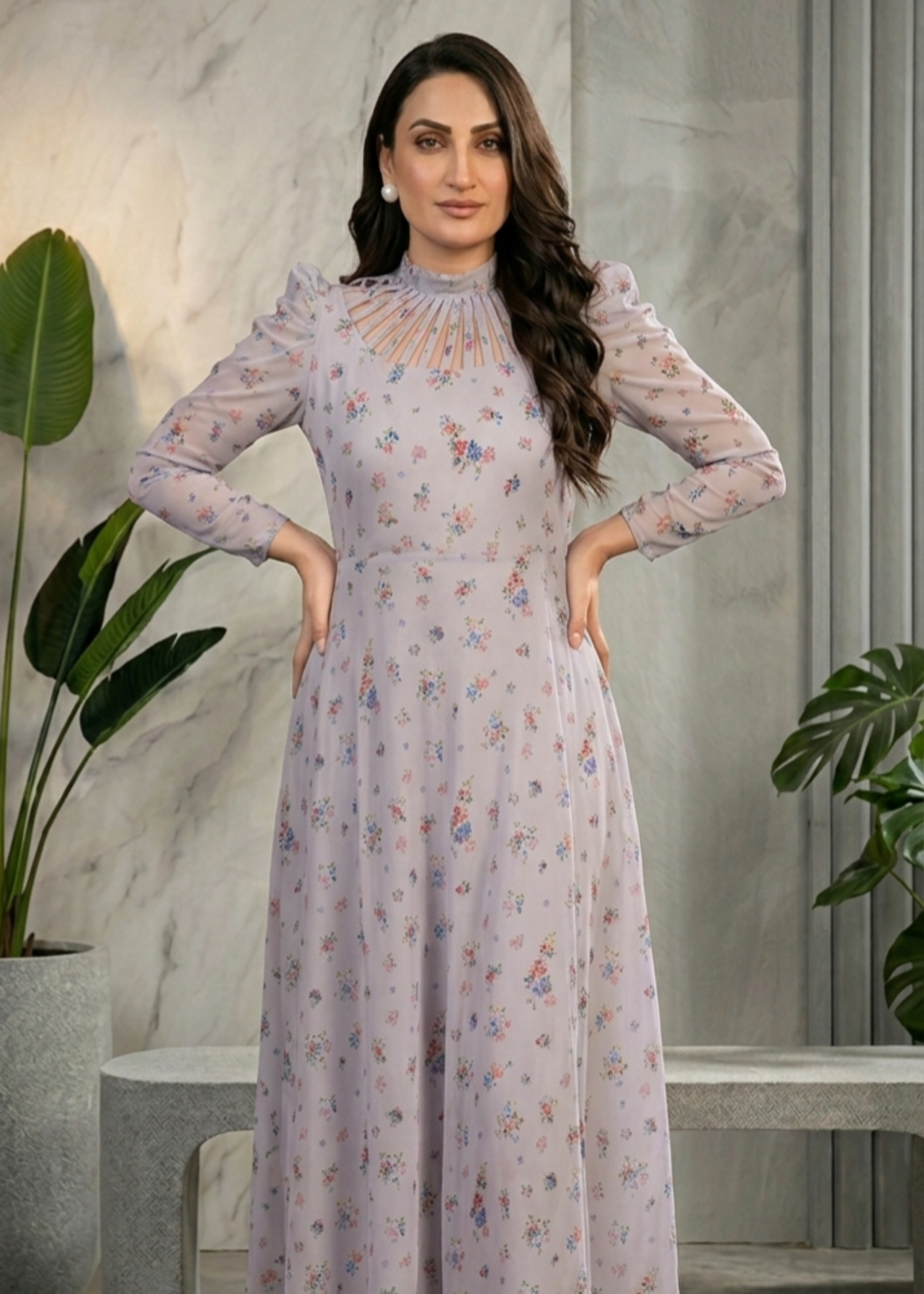 chiffon Maxi in Pastel grey