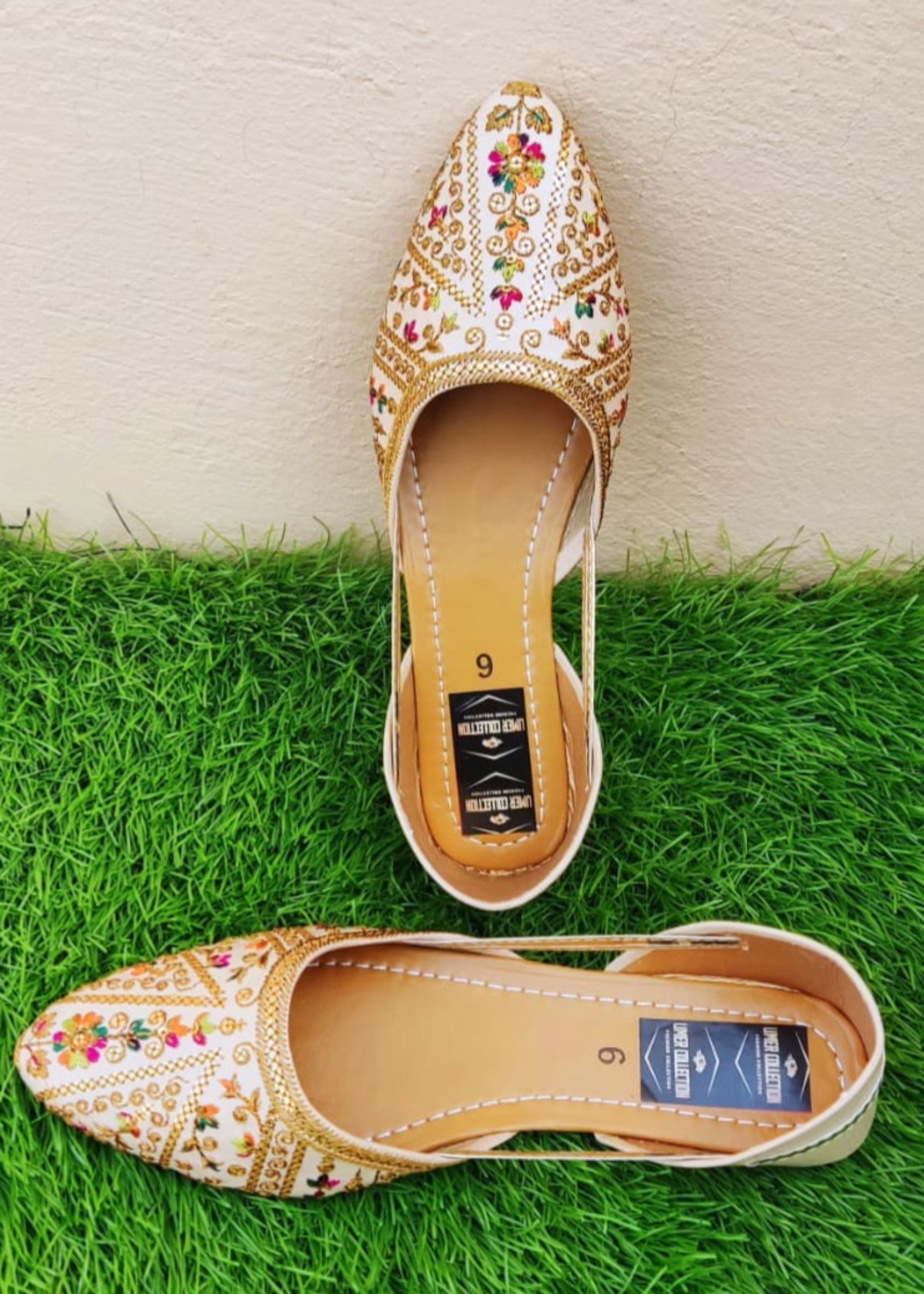 Khussa in Beige by - High Quality Women Khussa KNQ5073