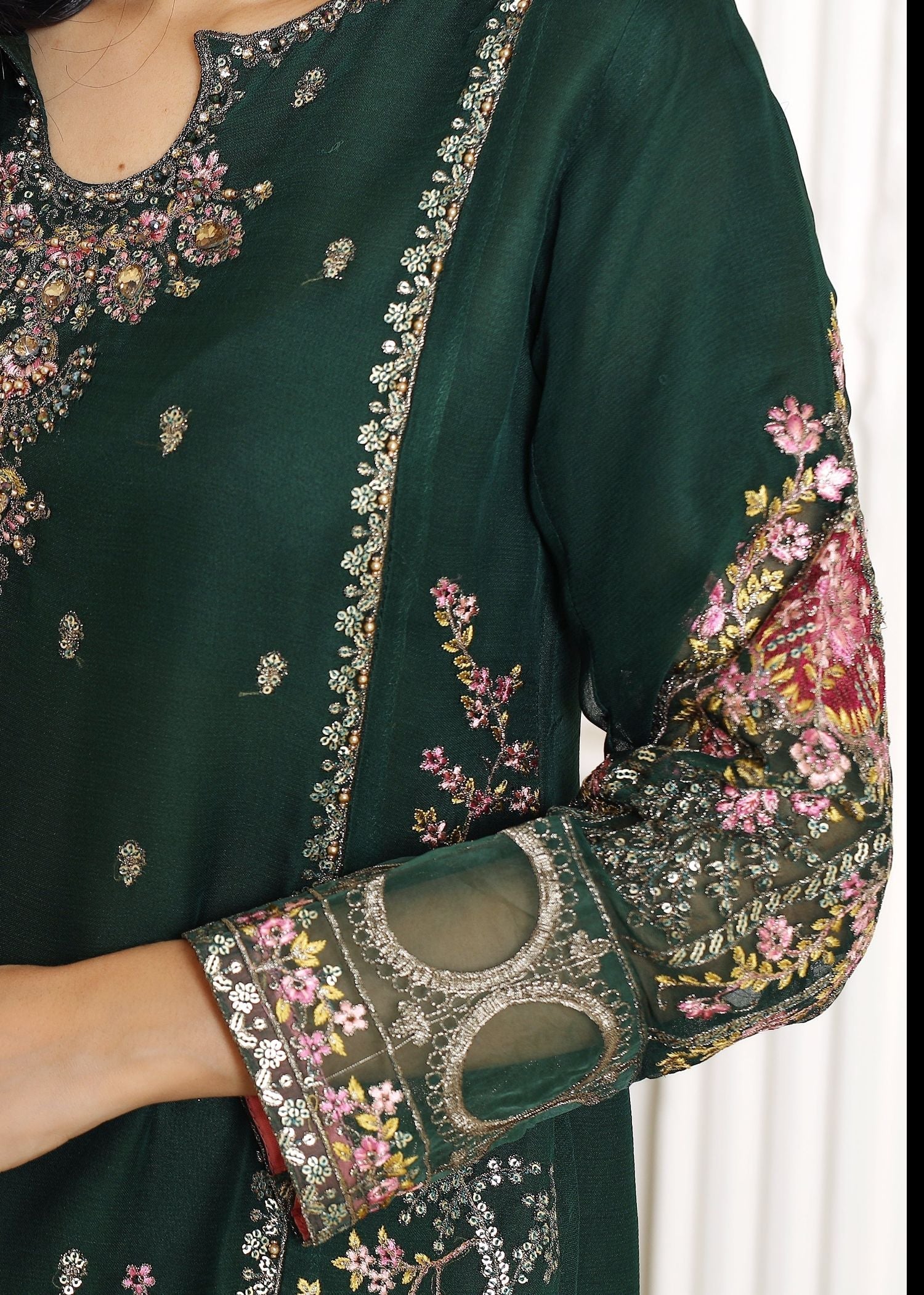 chiffon Gharara in Green