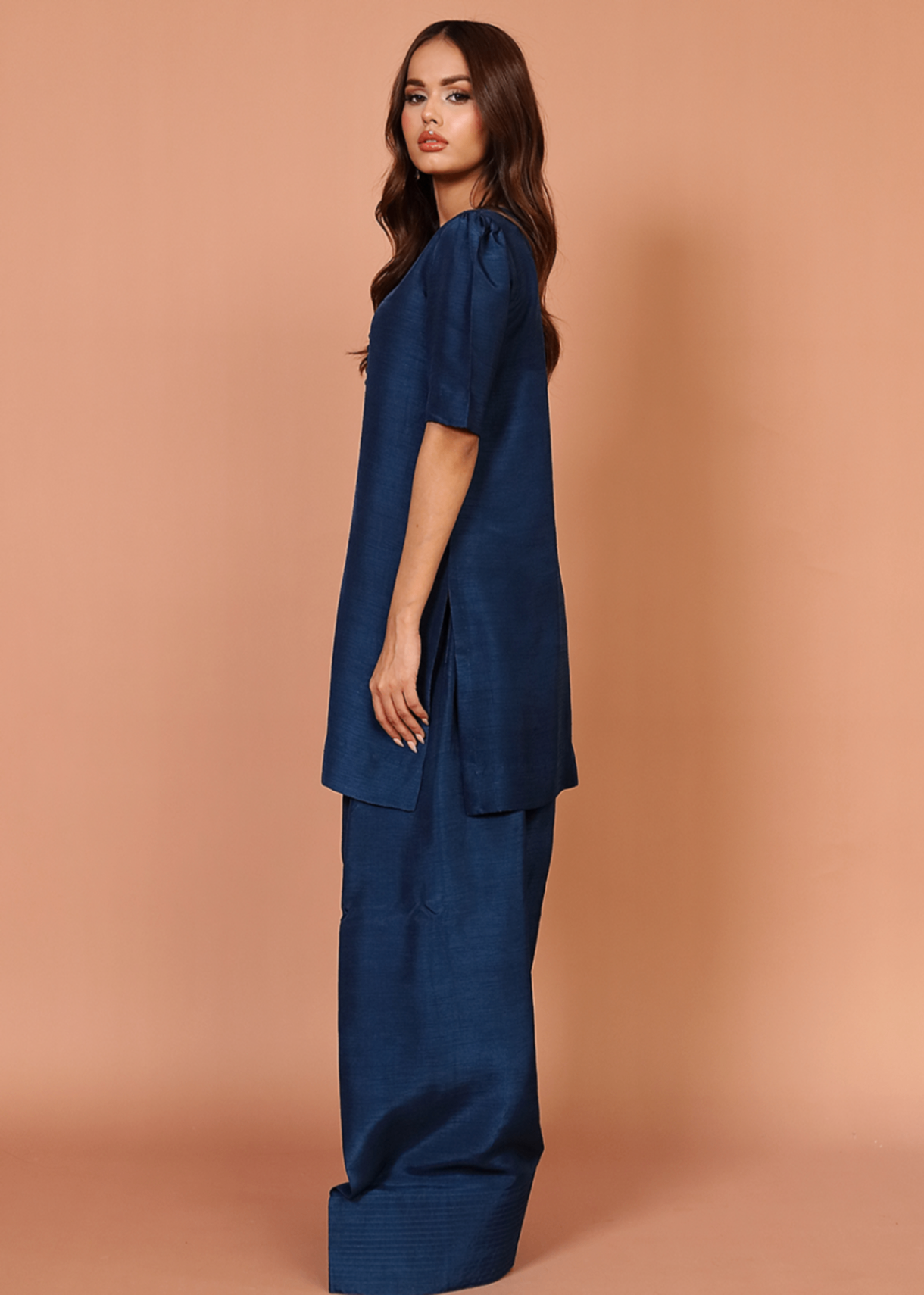 indian raw silk Kurta Set in Blue