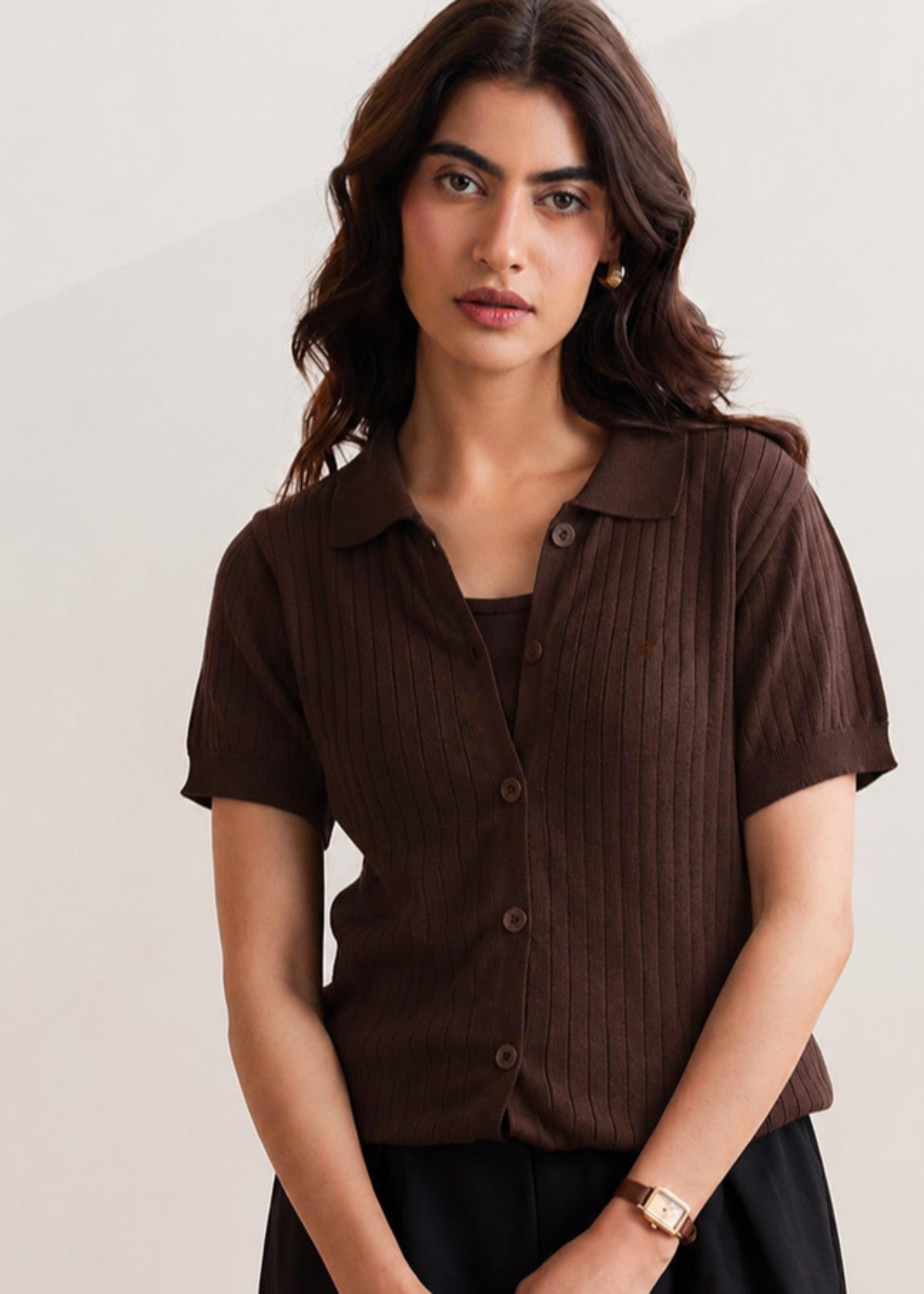 cotton Cardigan in Chocolate brown
