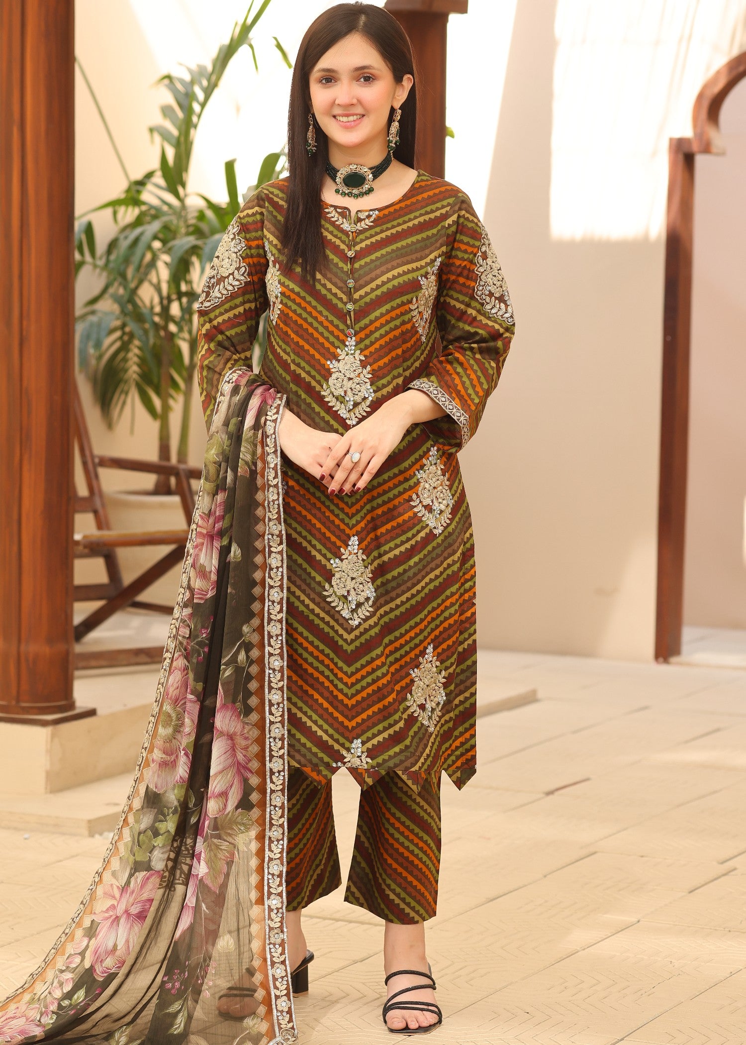lawn Unstitched in Dark brown