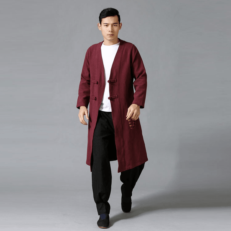 Large Size Men'S Jacket with Chinese Disc Button