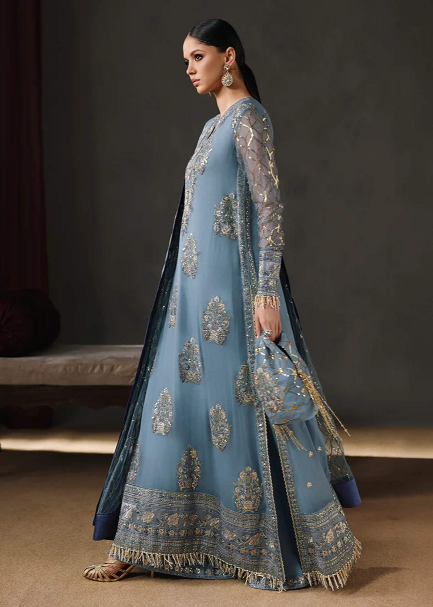 chiffon Unstitched in Cornflower blue