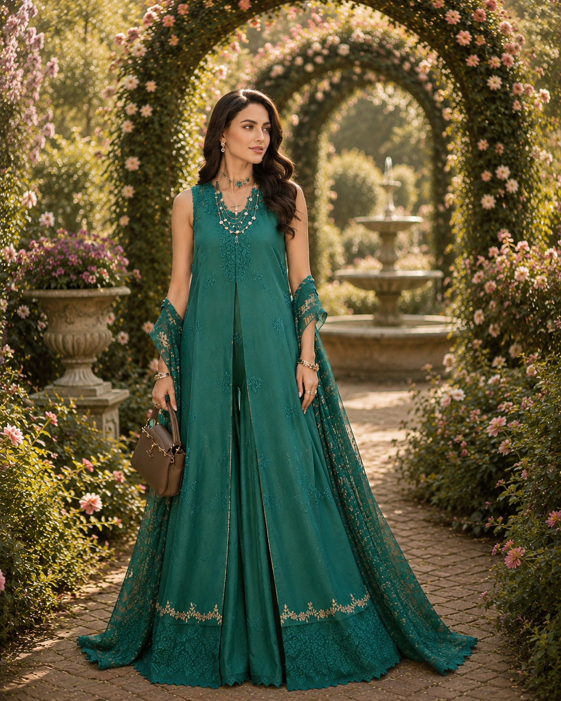 Noor Eid Printskhas Lawn – D2 – Peacock Green