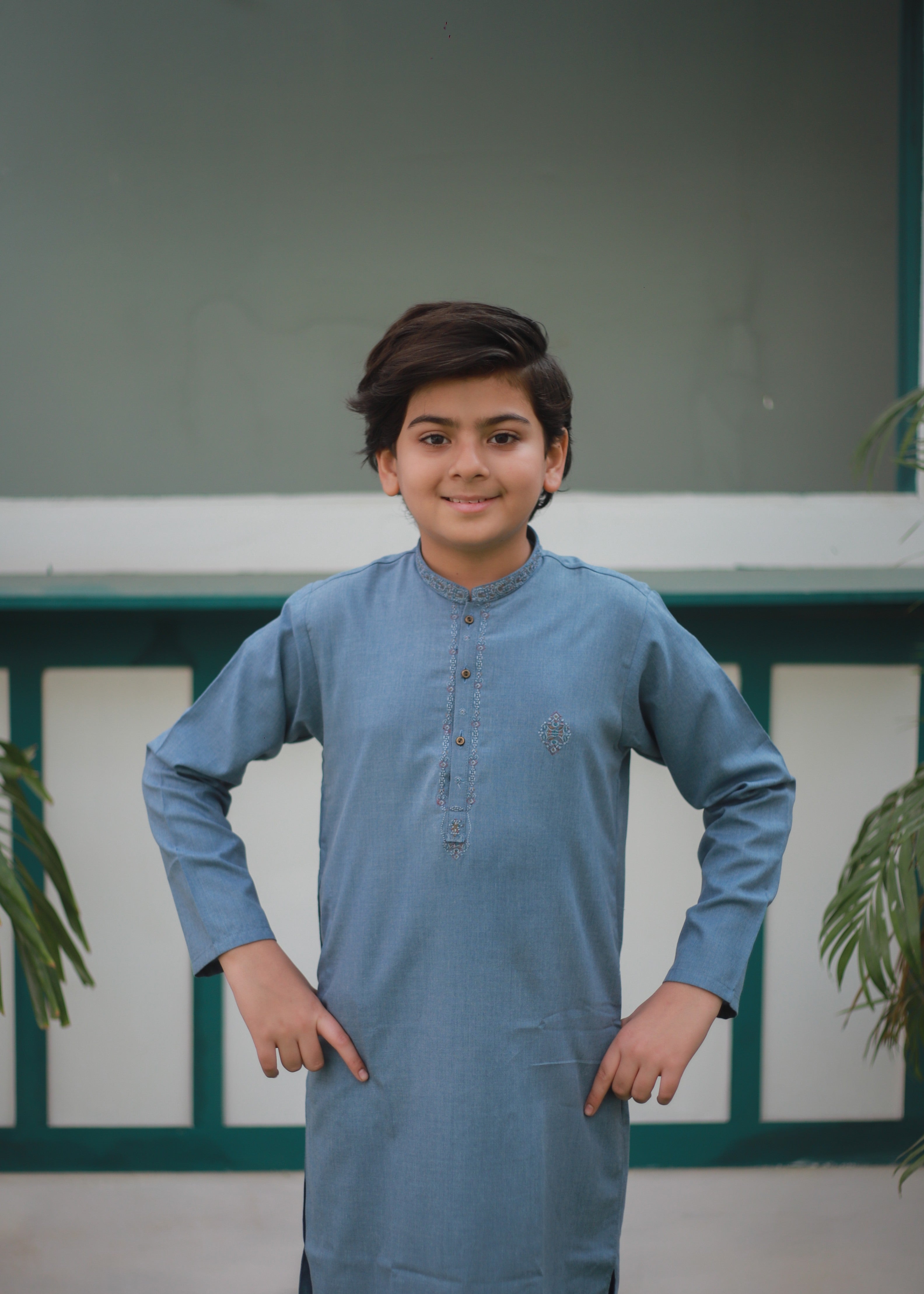 cotton Kurta Set in Carolina blue