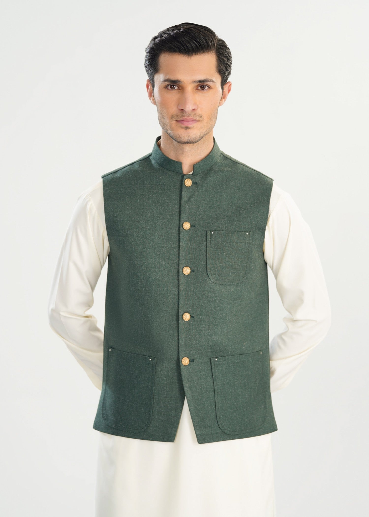 wool Waistcoat in Green