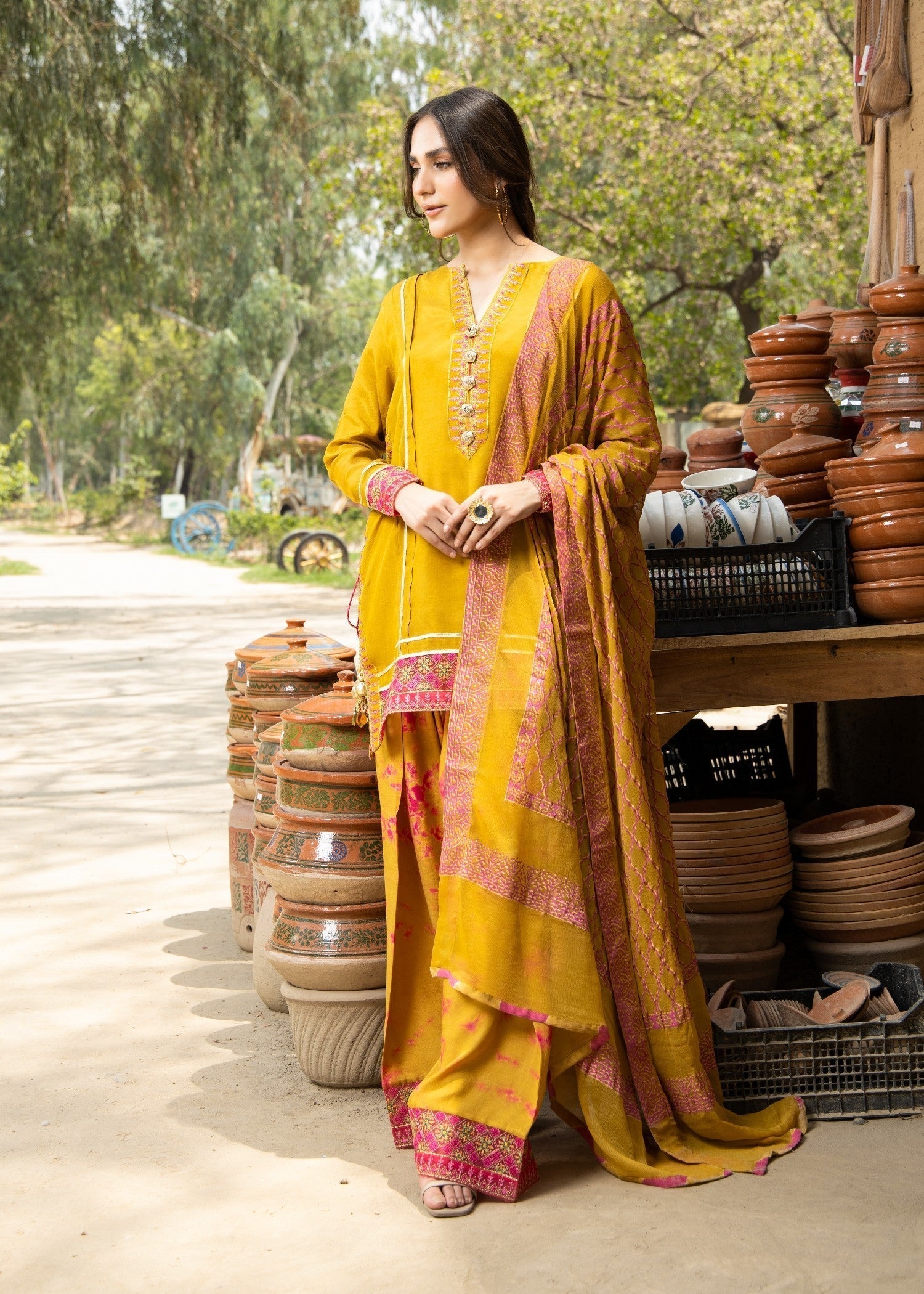 pk raw silk Kurta Set in Mustard