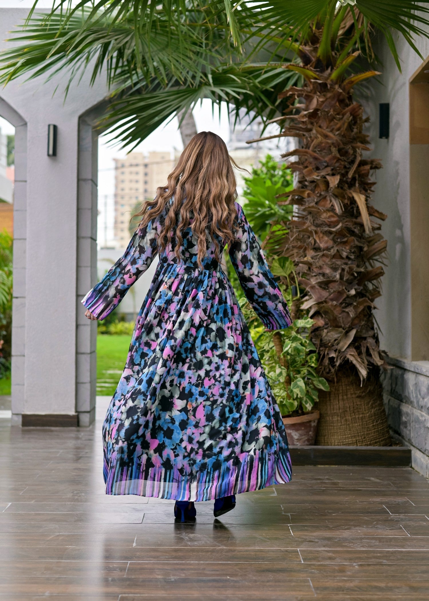 polyester chiffon Maxi in Multi