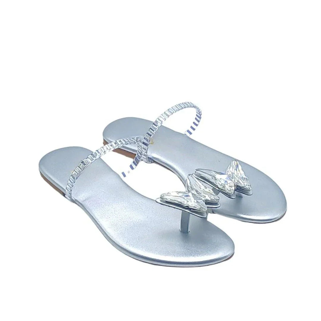 Slides in Silver by - High Quality Women Slides NPP0092