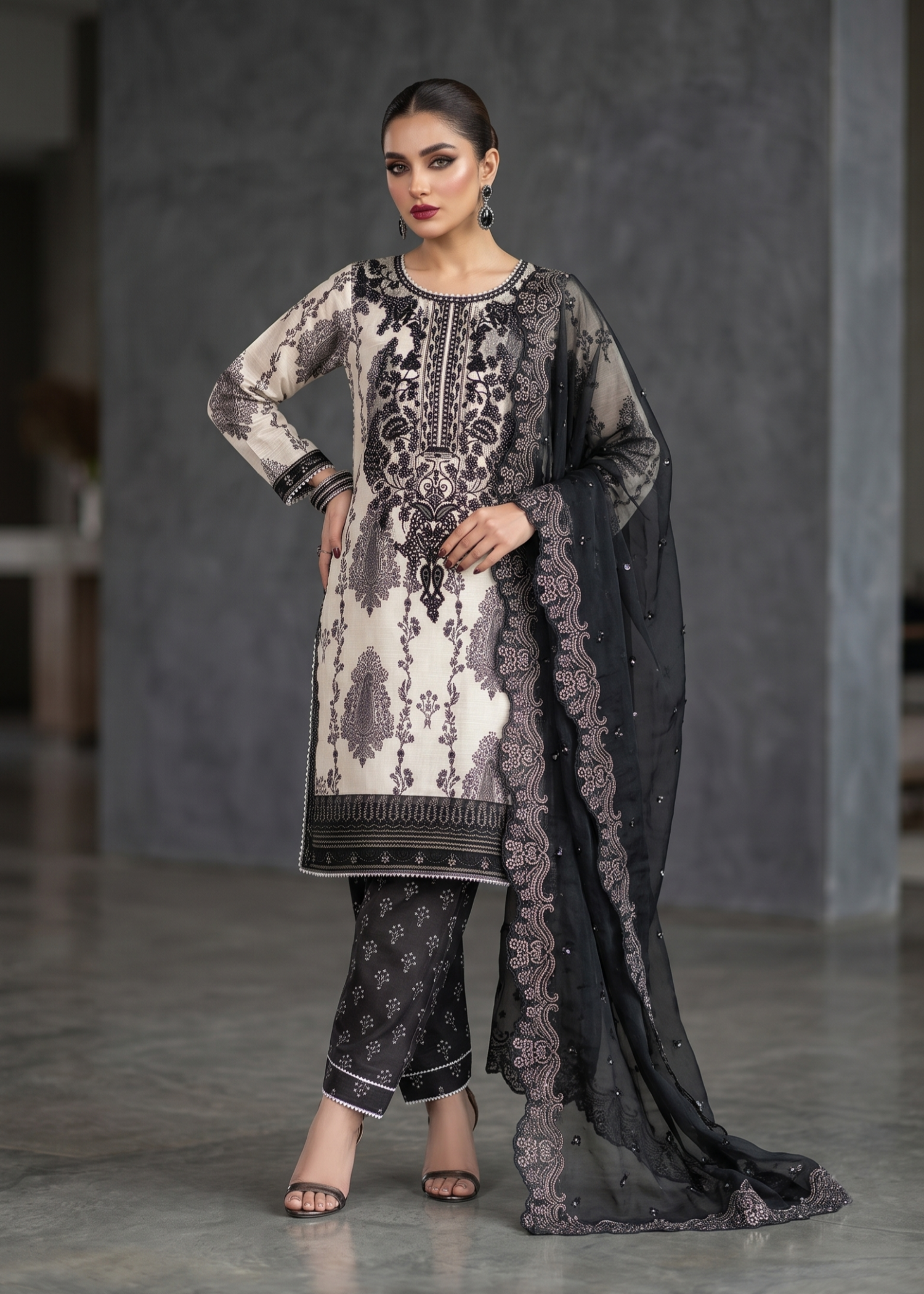 raw silk Kurta Set in Cream
