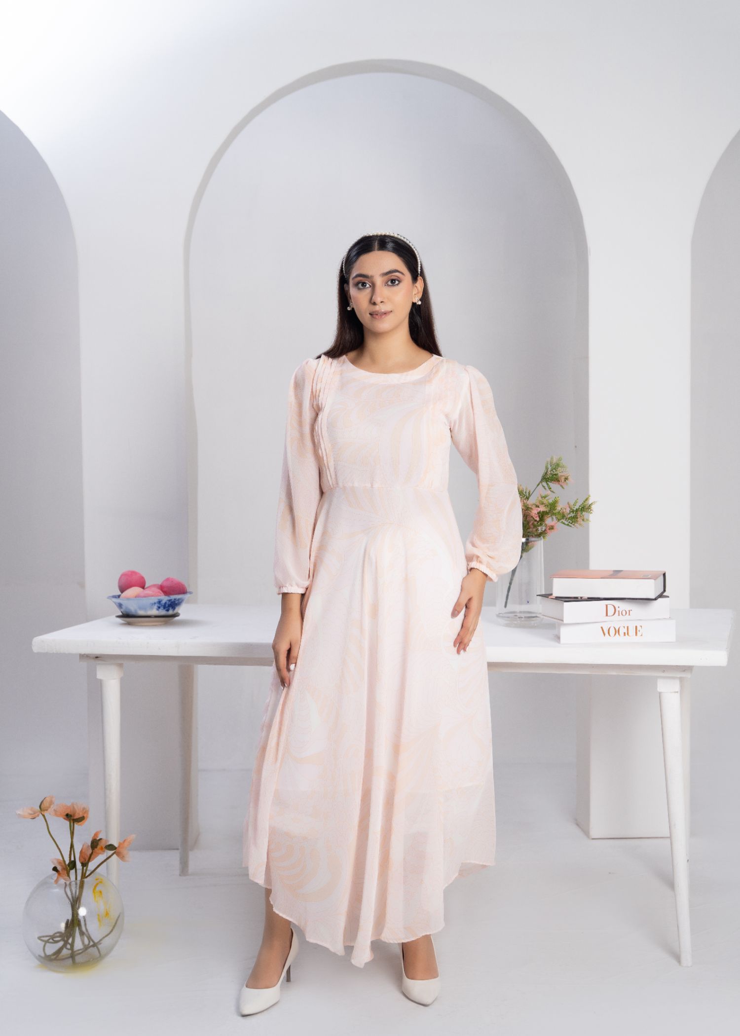 chiffon Dress in Pastel pink