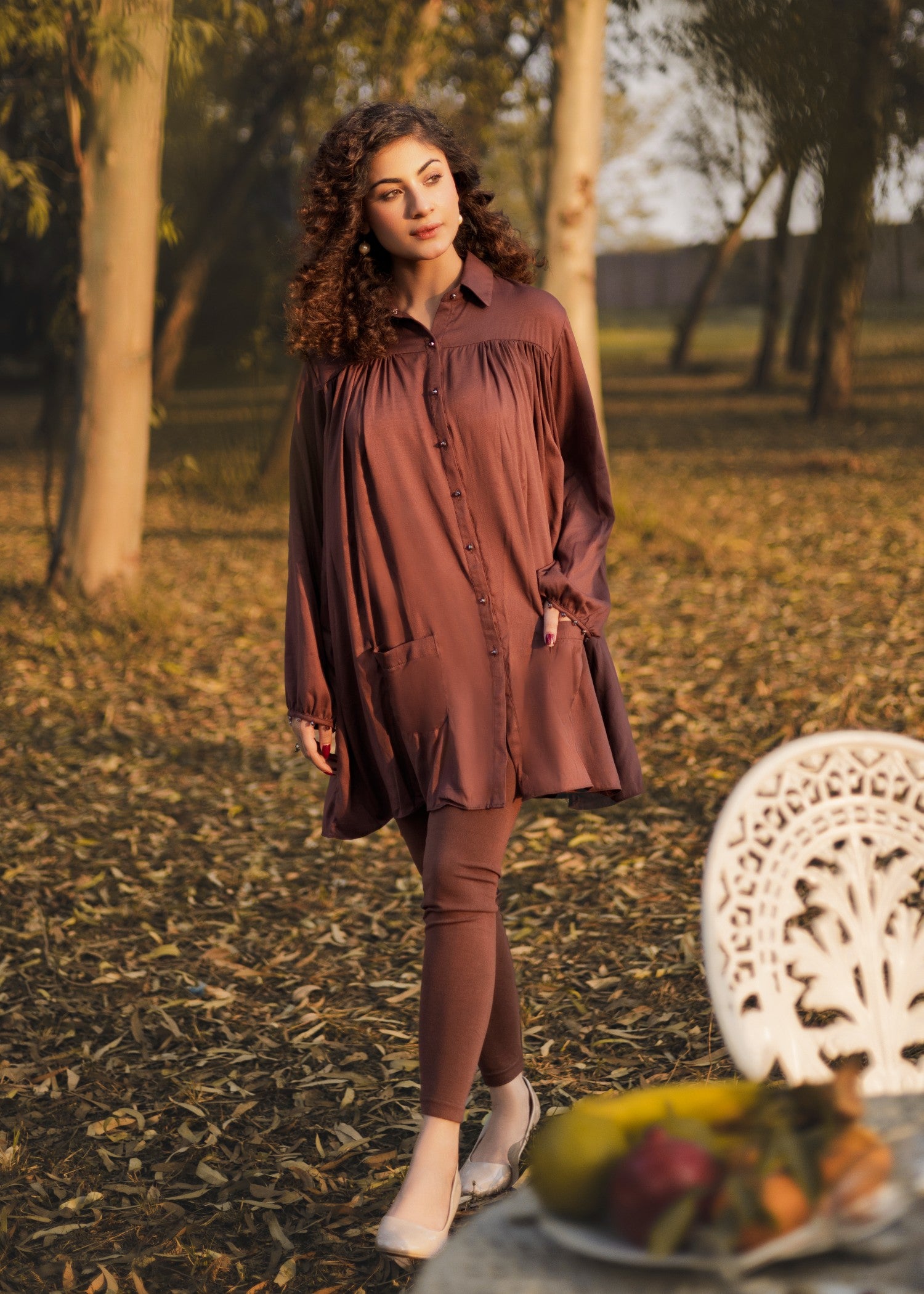 pure marina Tunic in Chocolate brown