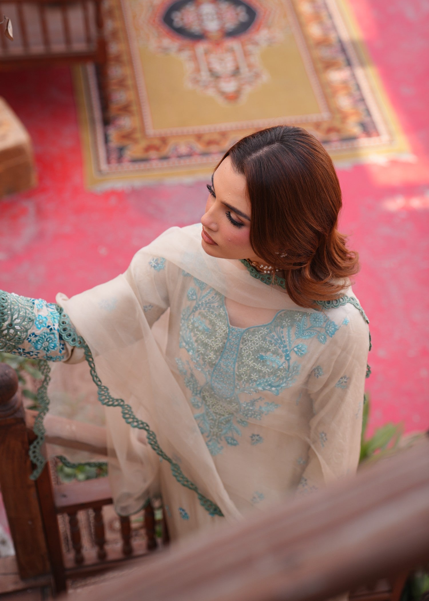 raw silk Kurta Set in Eggshell