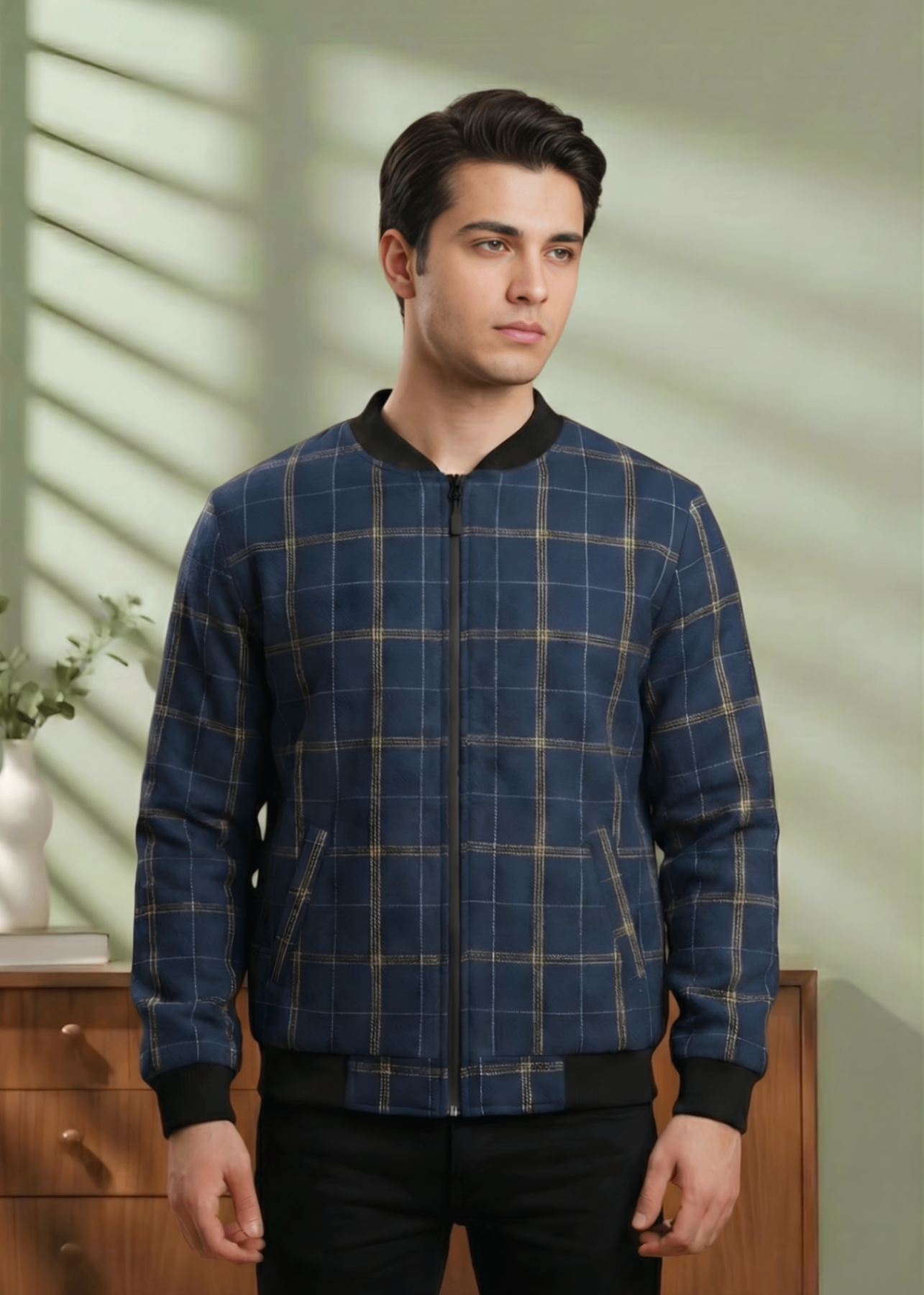 herringbone Jacket in Blue