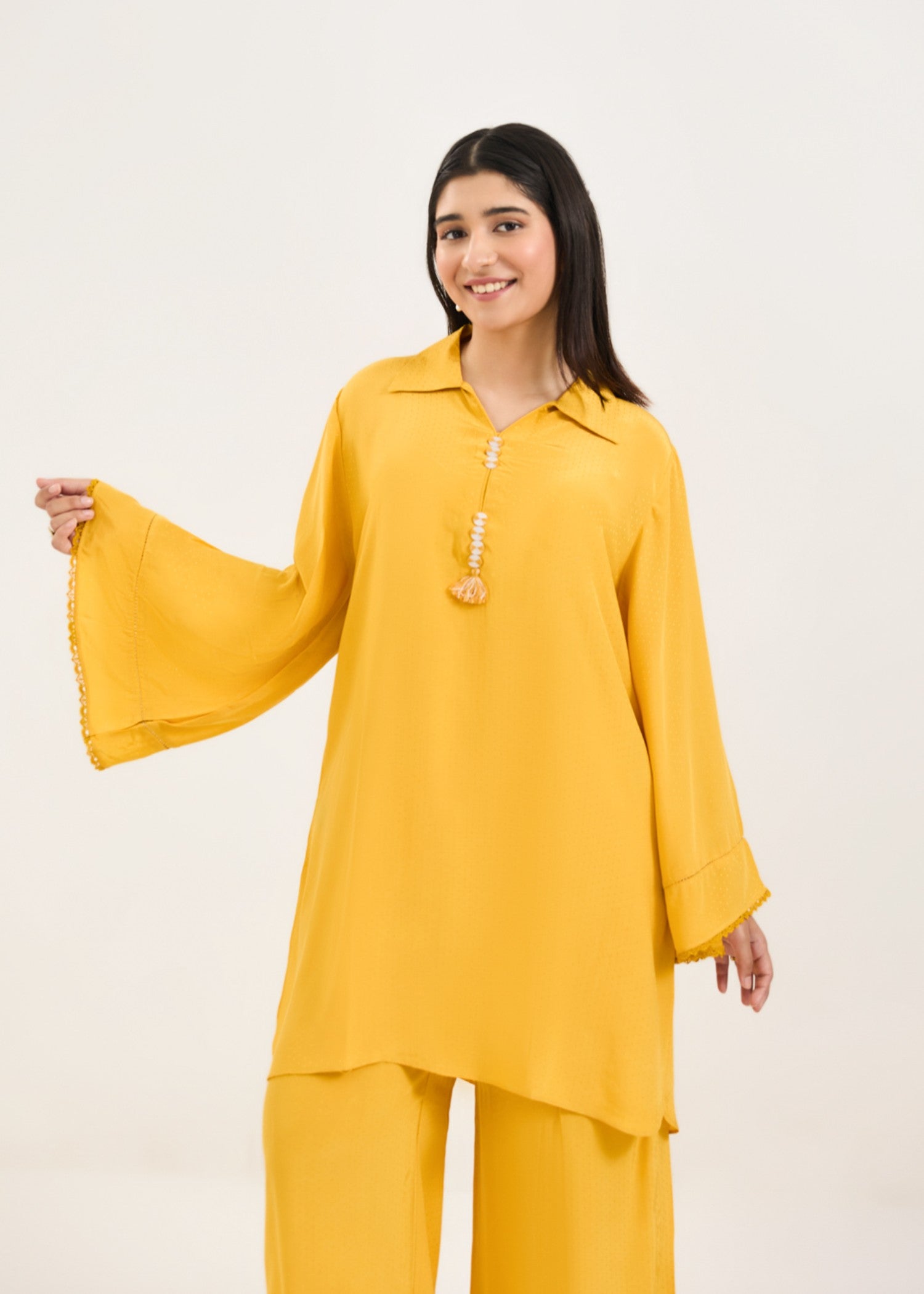silk Co Ord Sets in School bus yellow
