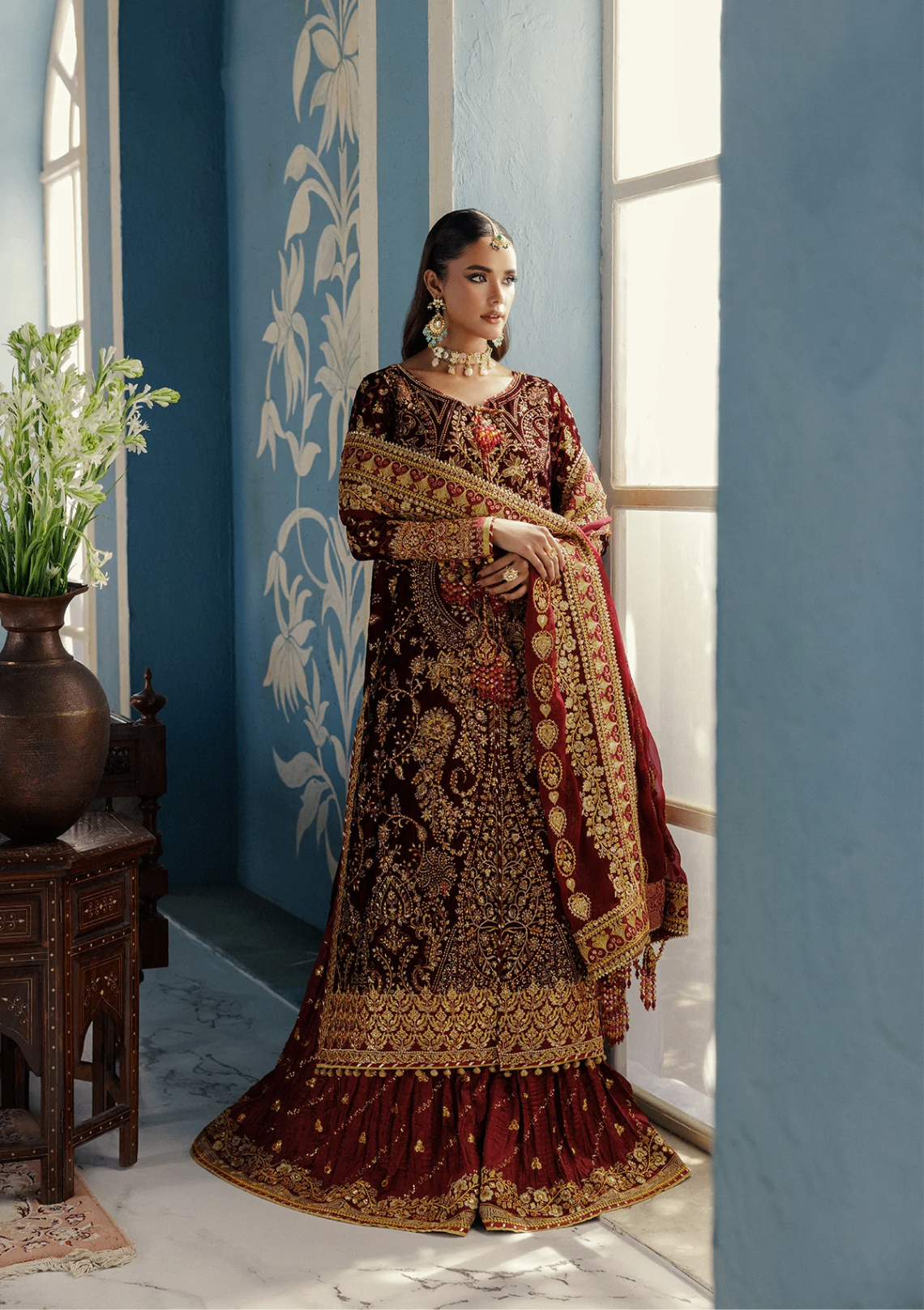 velvet Unstitched in Blood red