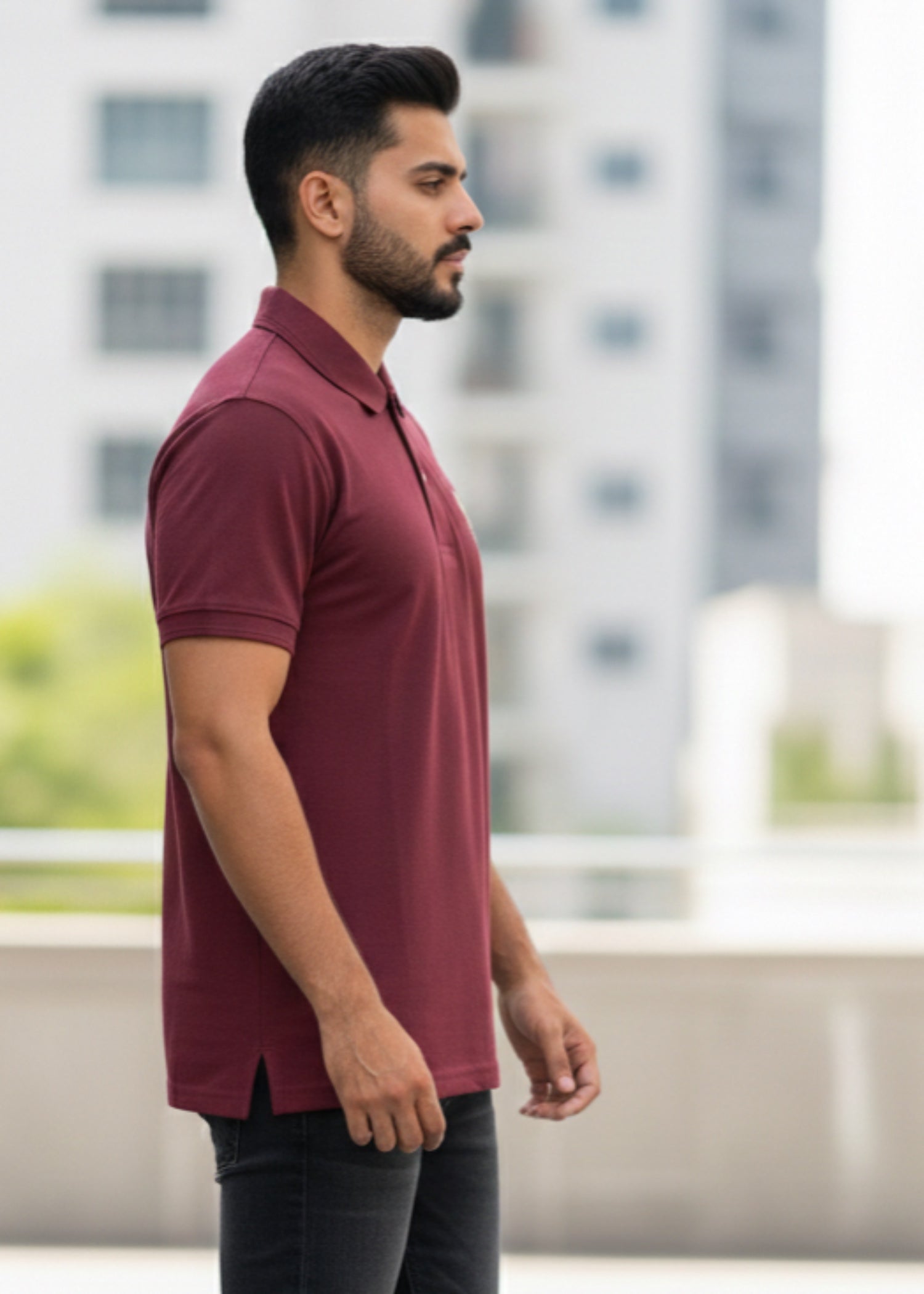 cotton Polo Shirt in Maroon