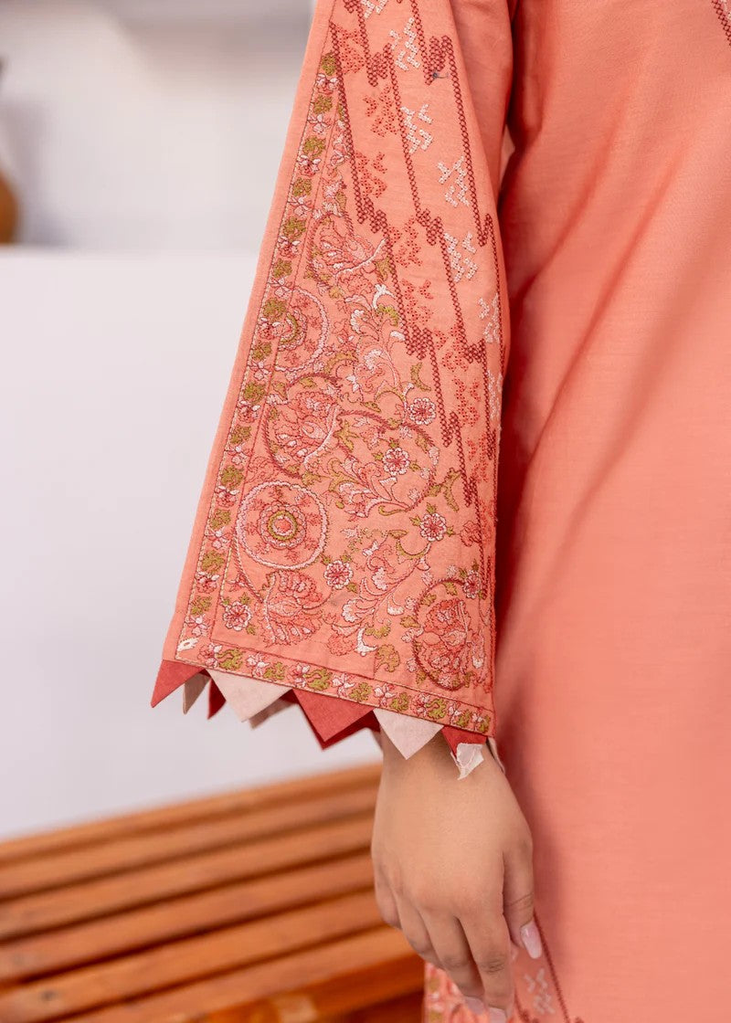poplin Kurta Set in Peach pink