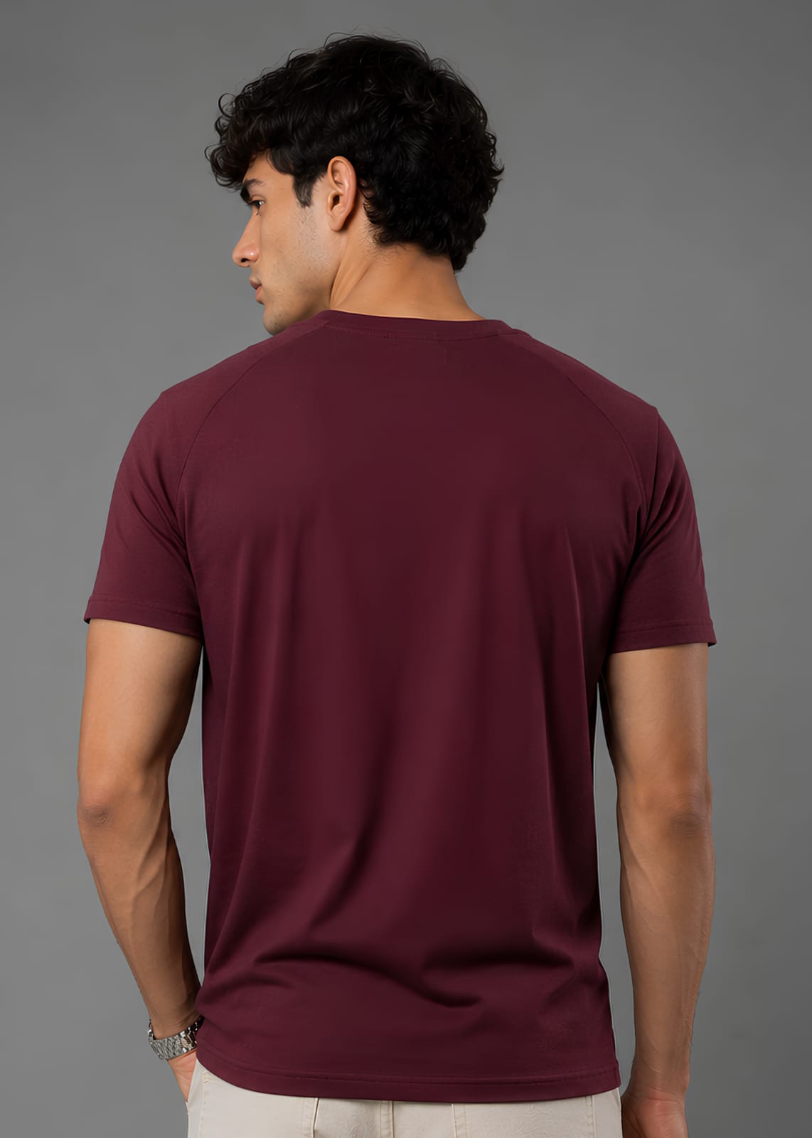 jersey knit T Shirt in Maroon