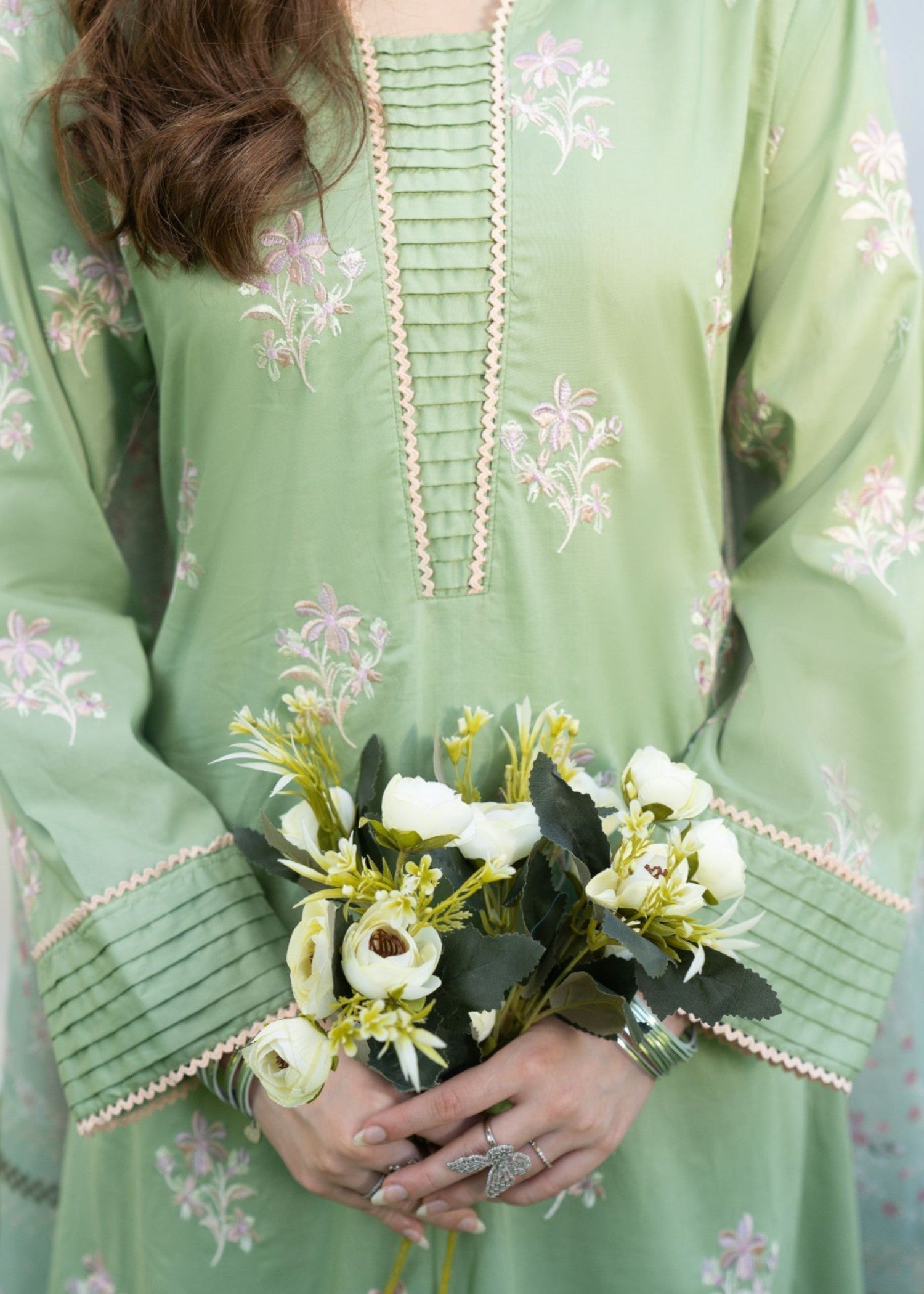 lawn Pishwas in Mint green